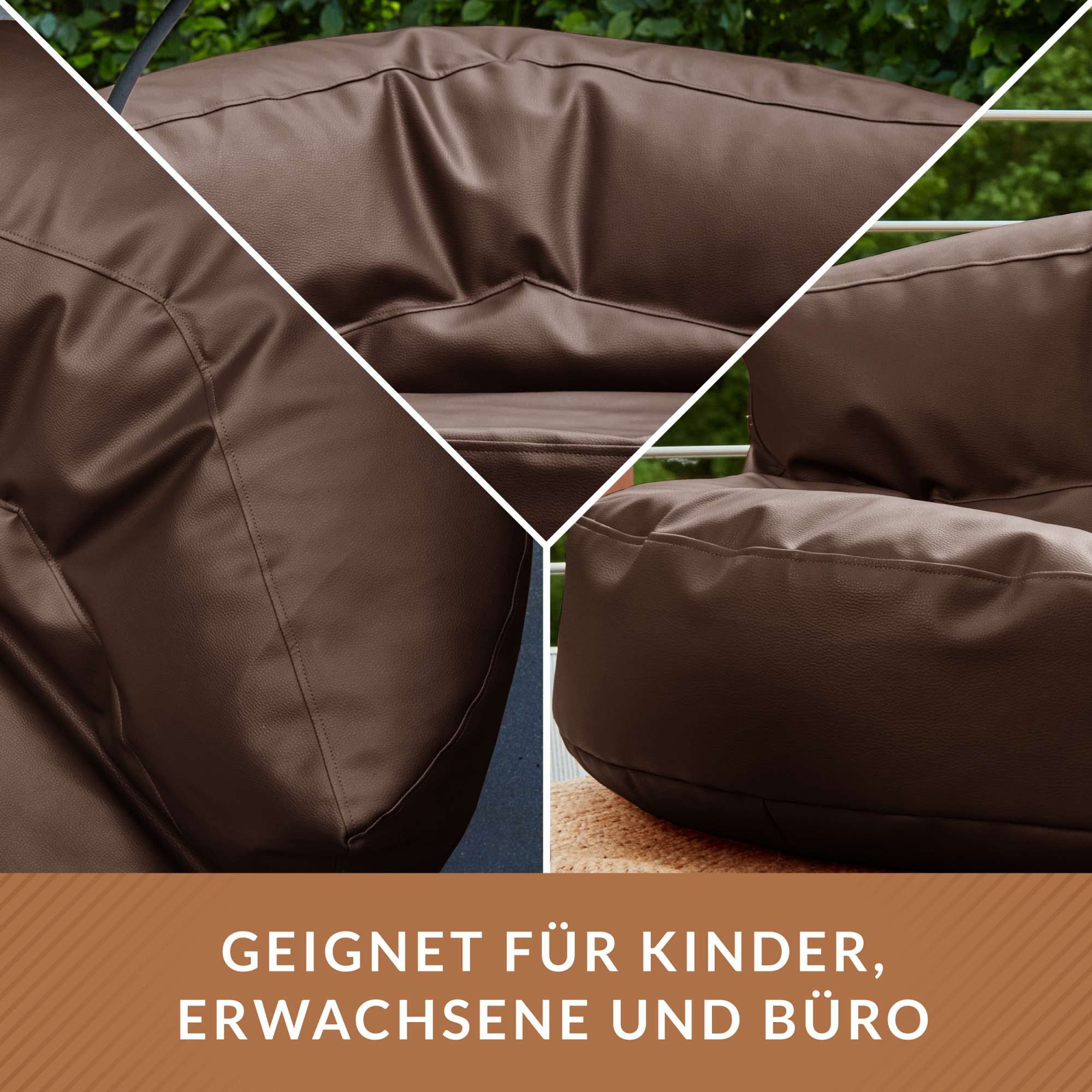 Green Bean Sitzsack Sitzsack Kunstleder Sofa Indoor Lounge (Indoor & Outdoor, abwaschbarer Bezug, hoher Sitzkomfort, Sitzlounge), Couch / Lounge im Sitzsack-Design 90 x 45 cm mit Rückenlehne