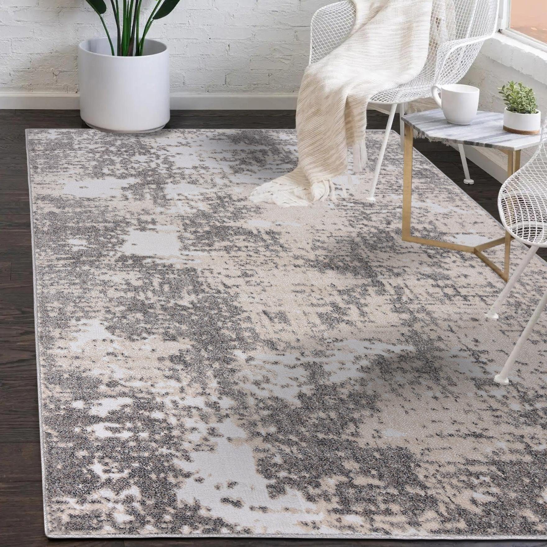 Mazovia Designteppich Modern Teppich für Wohnzimmer Abstrakt Muster, Creme, 80 x 150 cm, Abstrakt, Modern, Höhe 10 mm, Kurzflor