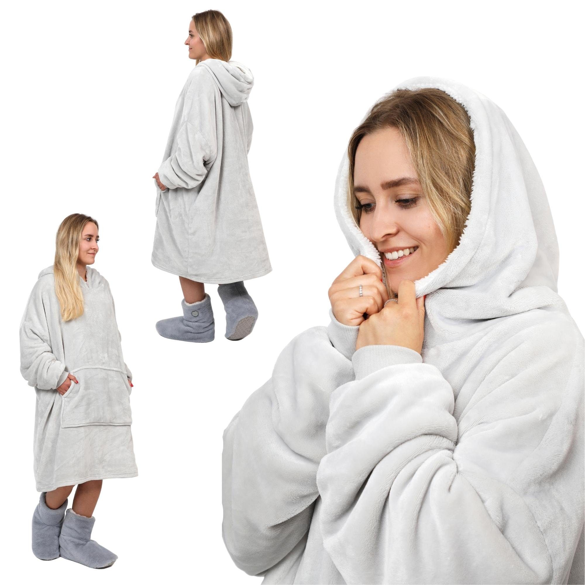 Wohndecke Deckenhoodie beheizbar, Decke mit Ärmeln, Decke zum anziehen, NorthHeat, Premium Qualität, extra flauschig, auch als Teddy Stoff – Bild 4 von 5