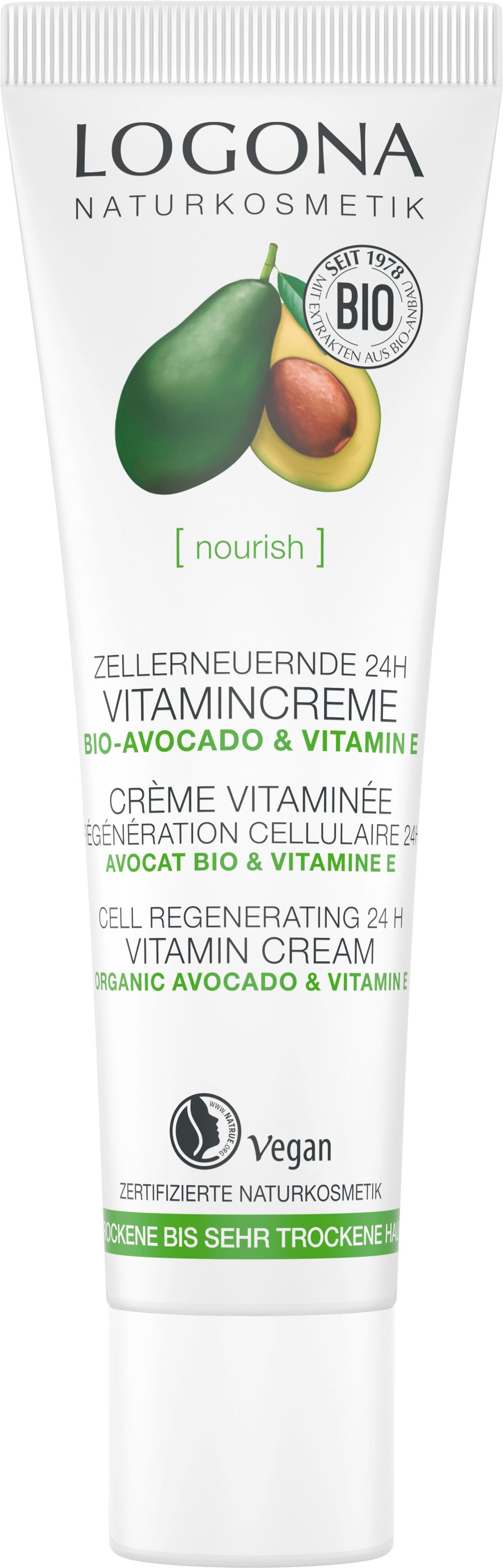 LOGONA Tagescreme Logona [nourish] Zellerneuernde Vit.Creme, NaTrue  zertifizierte Naturkosmetik mit veganer Formel
