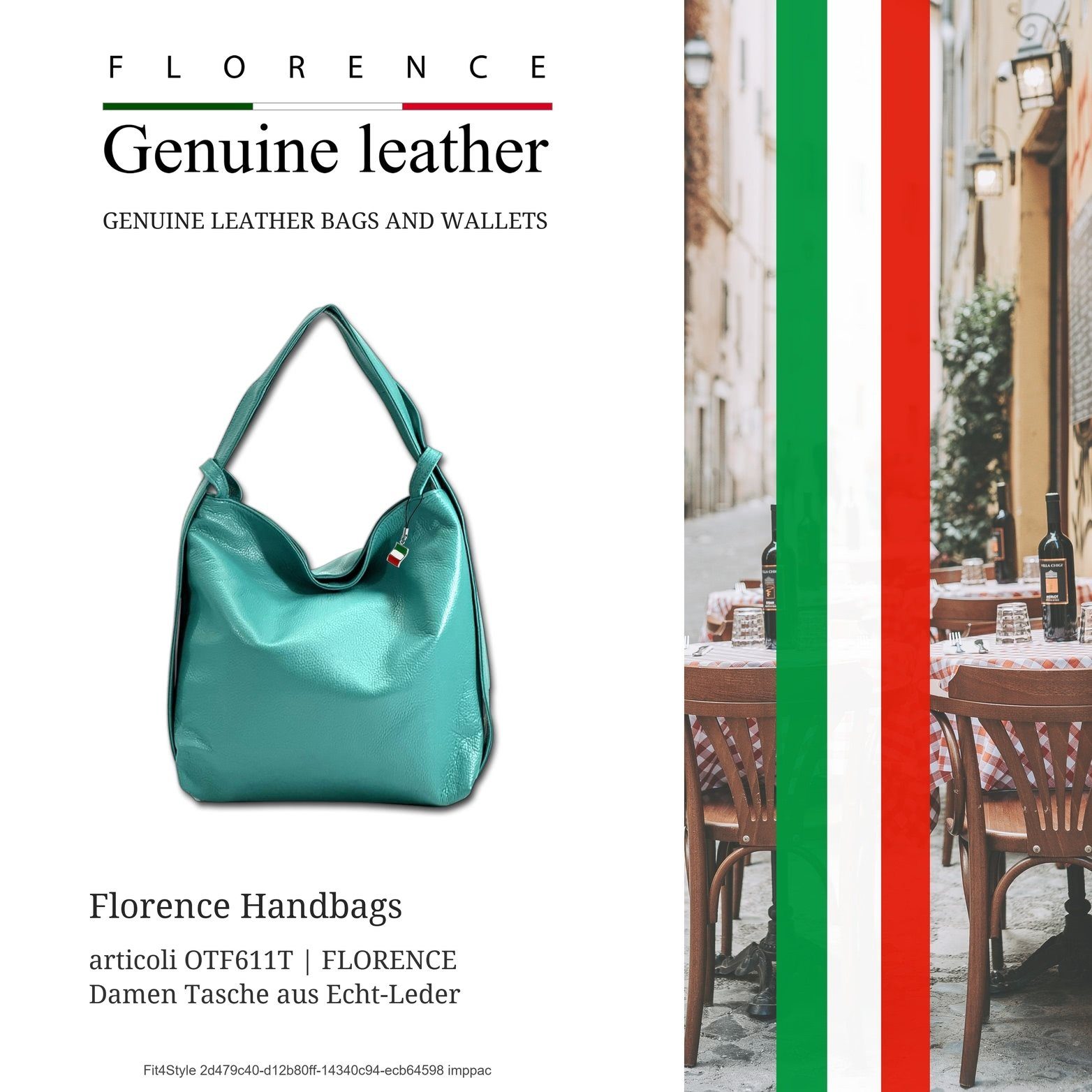 FLORENCE Cityrucksack Florence Damen Rucksack Schultertasche (Cityrucksack), Damen Tasche Echtleder türkis, Made-In Italy