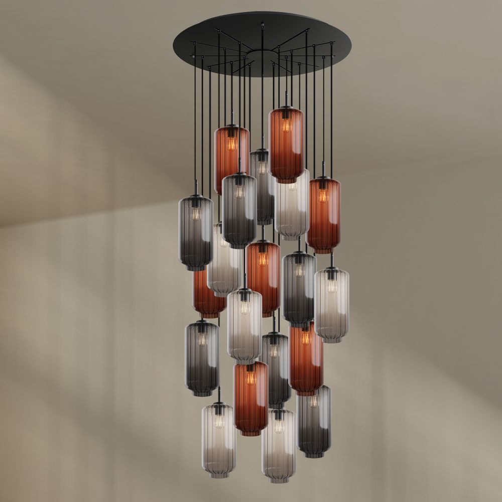 s.luce Pendelleuchte Velo Galerieleuchte 20-flg Ø 120cm Baldachin Ø 18cm Mehrfarbig
