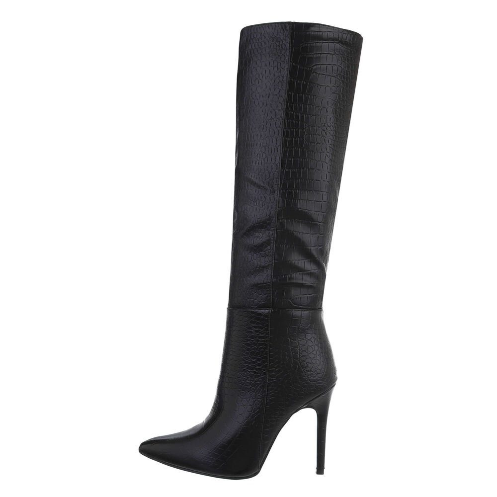 Ital-Design Damen Elegant High-Heel-Stiefel Pfennig-/Stilettoabsatz High-Heel Stiefel in Schwarz