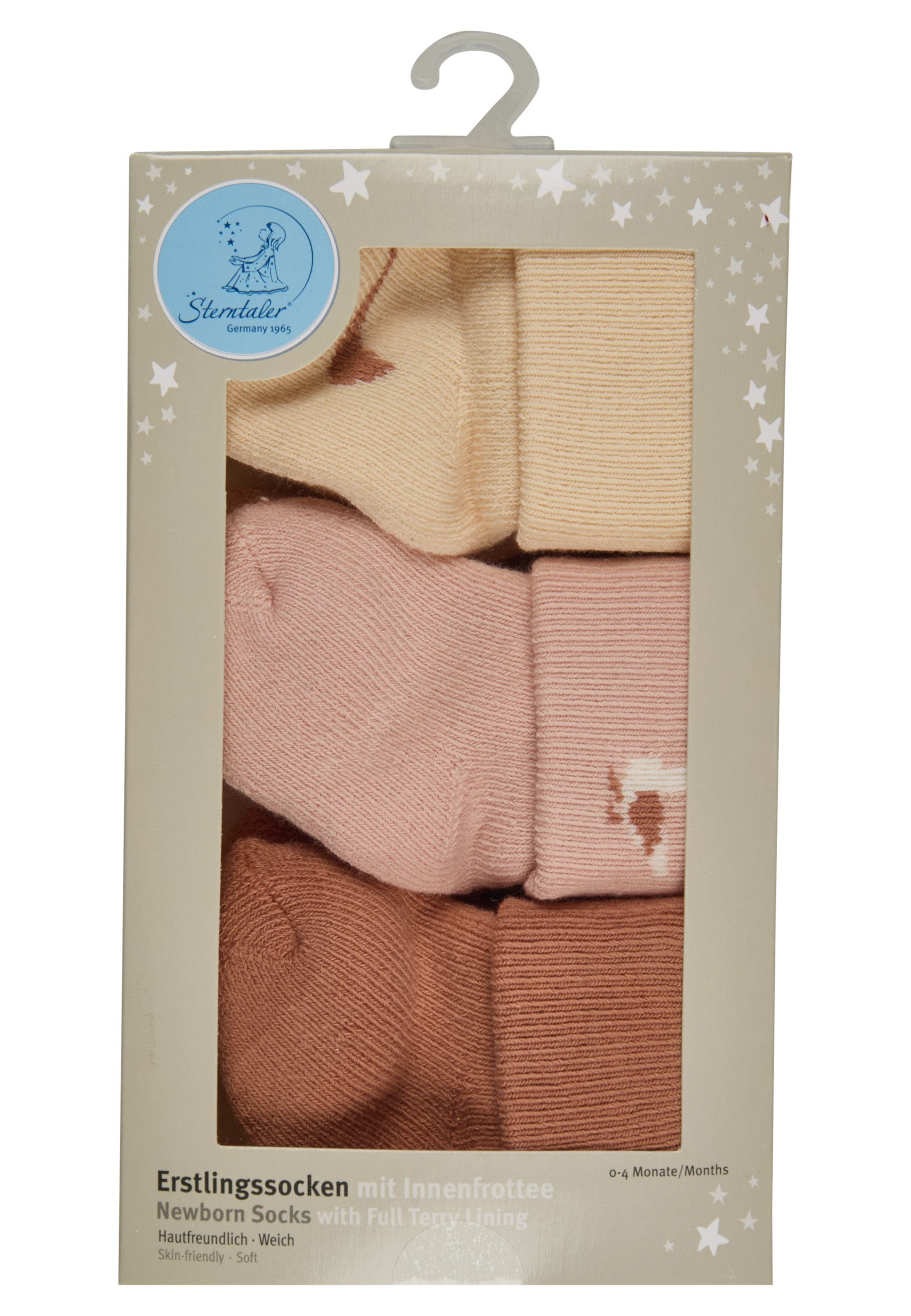 Sterntaler® Feinsöckchen Erstlingssocken 3er-Pack Pferd (3-Paar, 3er-Pack) Erstlingssocken 3erPack, Umschlag, Innenfrottee, hoher Baumwollanteil