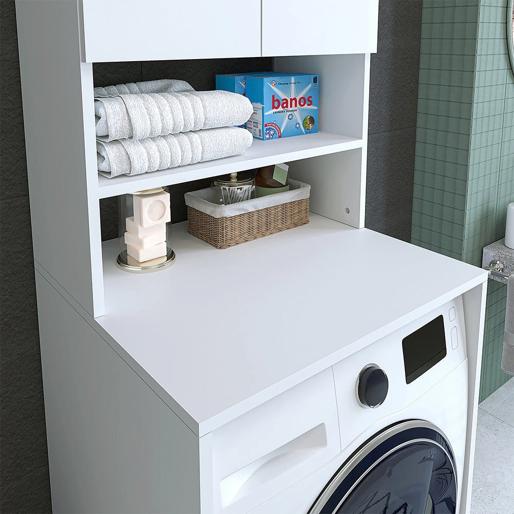 (Badezimmer Roomart Waschmaschinenumbauschrank Weiß weiß Waschmaschinenüberbau, Waschmaschinenschrank, Waschturm) |