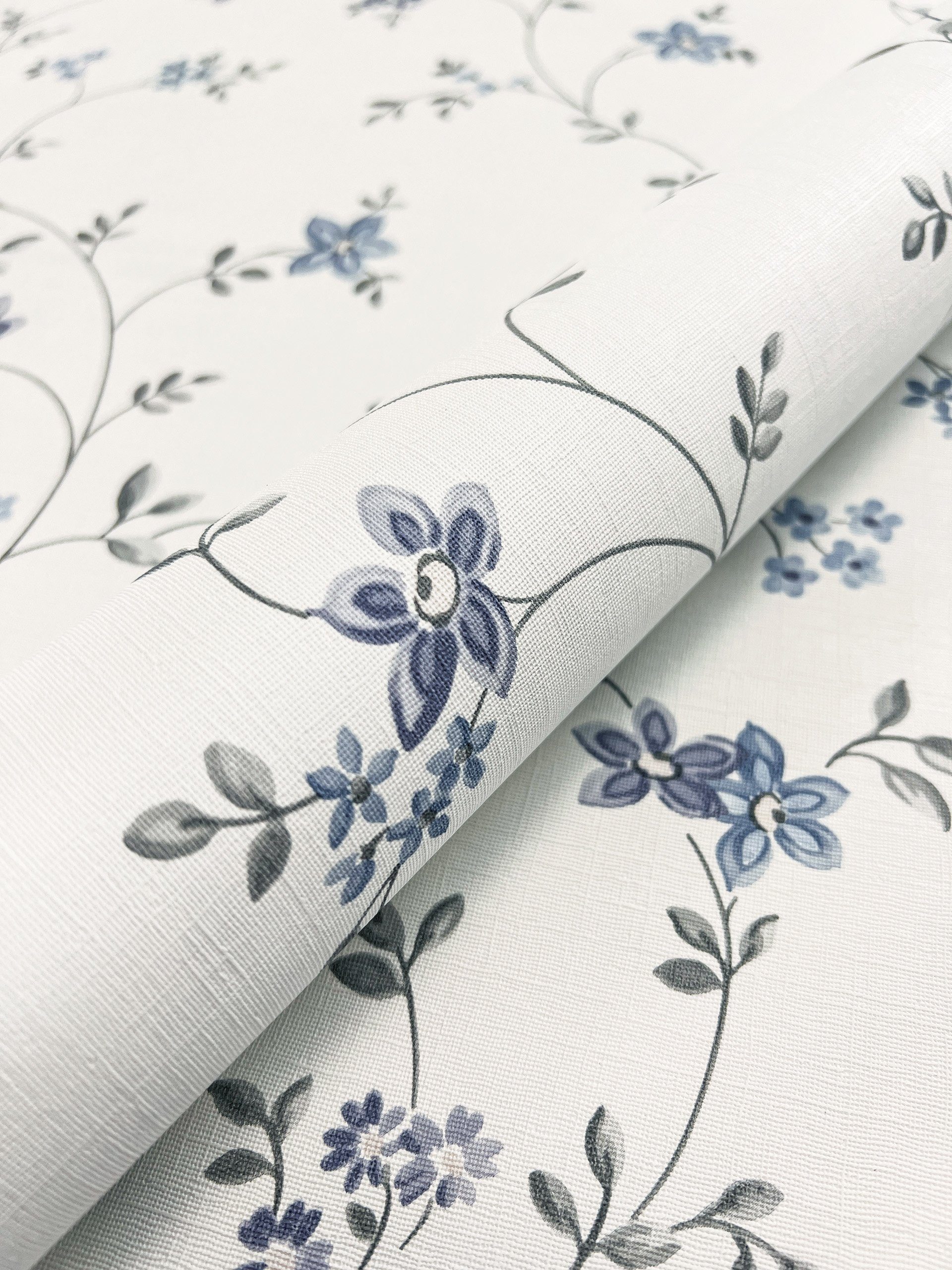 Newroom Vliestapete Florin Blue Tapete Vintage Blumen,Blätter,Blüten, Blau Tapete Floral Blumen - Vintage Blumentapete Grau Weiß Romantisch 3D Optik Blätter Blüten für Schlafzimmer Wohnzimmer Küche, Blumentapete