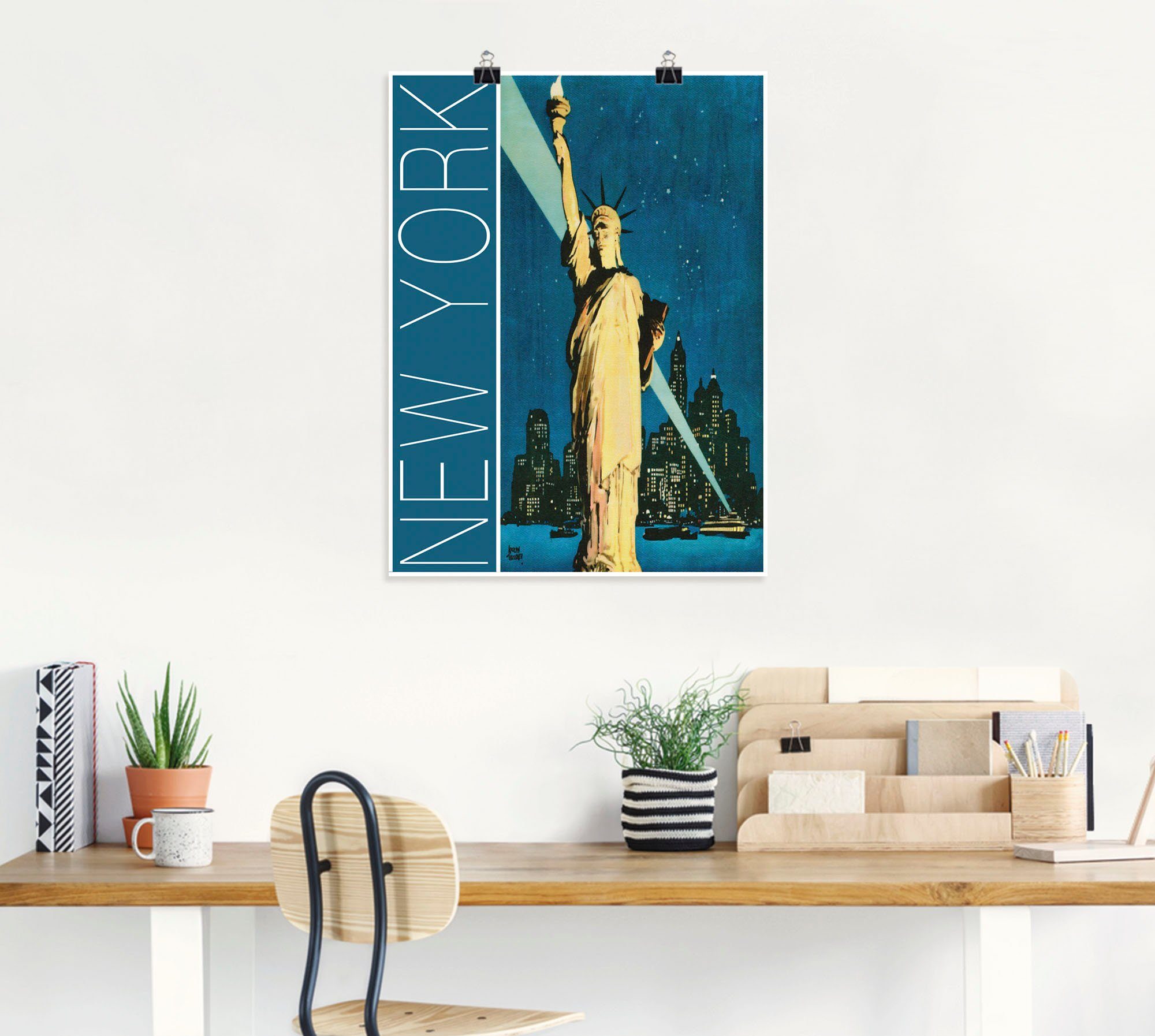 Leinwandbild, St), Wandbild Artland versch. Poster als Alubild, New oder (1 in Vintage Größen Amerika Wandaufkleber York Reiseplakat,