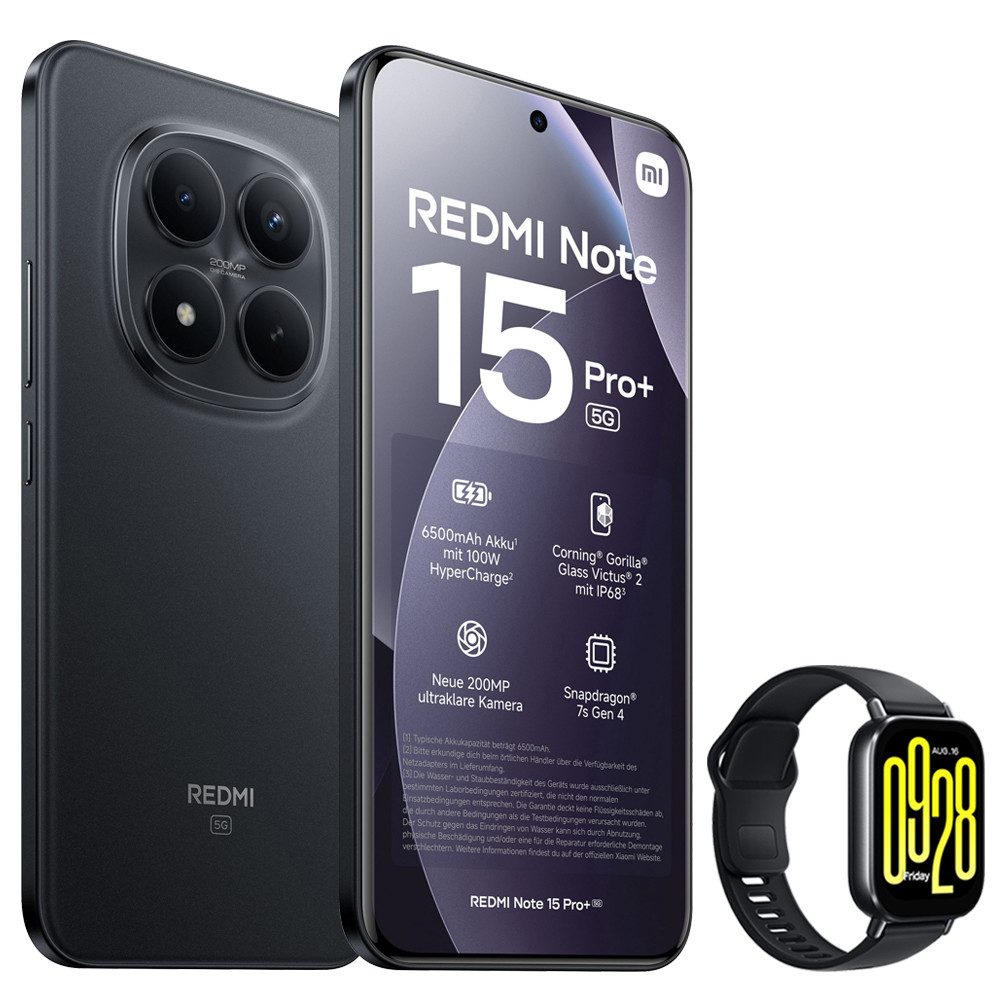 Xiaomi Redmi Note 15 Pro+ 5G 12+512GB Smartphone & Smartwatch Handy (200 MP Kamera)