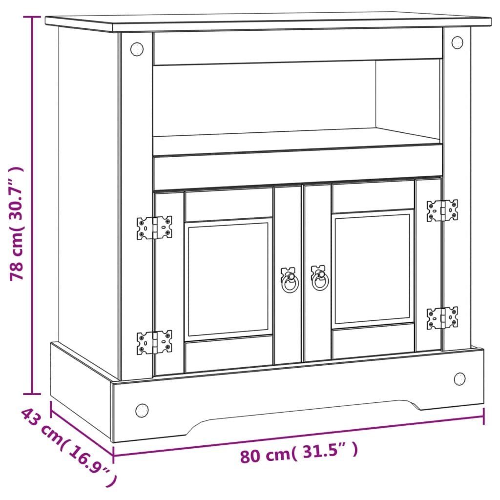 (1-St) 43 80 vidaXL x Massiv cm TV-Schrank TV-Schrank x Kiefer im Corona 78 Mexiko-Stil Braun