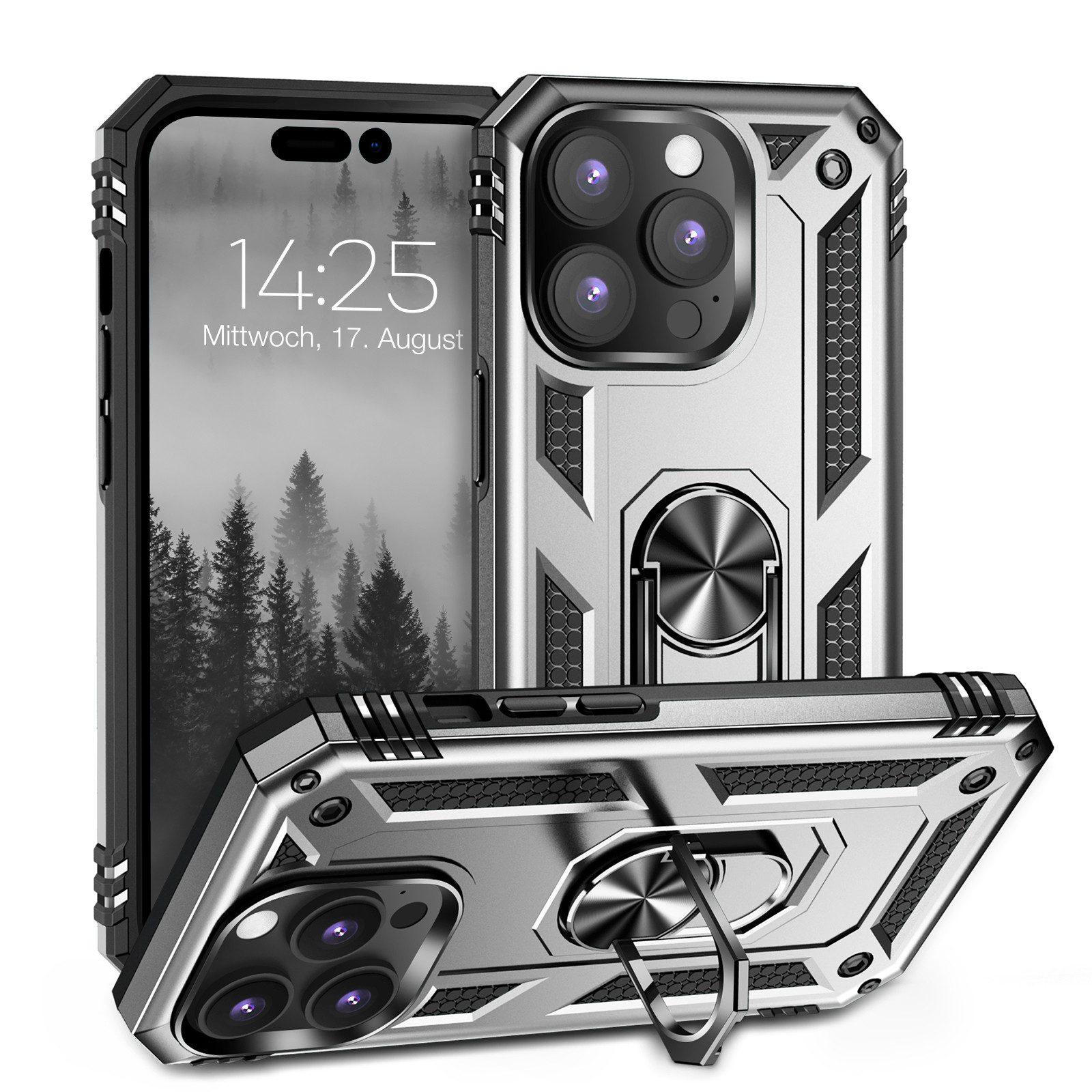Tec-Expert Handyhülle Outdoor Cover Hülle für Apple iPhone 14 Pro Max 6.7 Zoll, 6.7, Premium Hülle aus verstärktem Polycarbonat