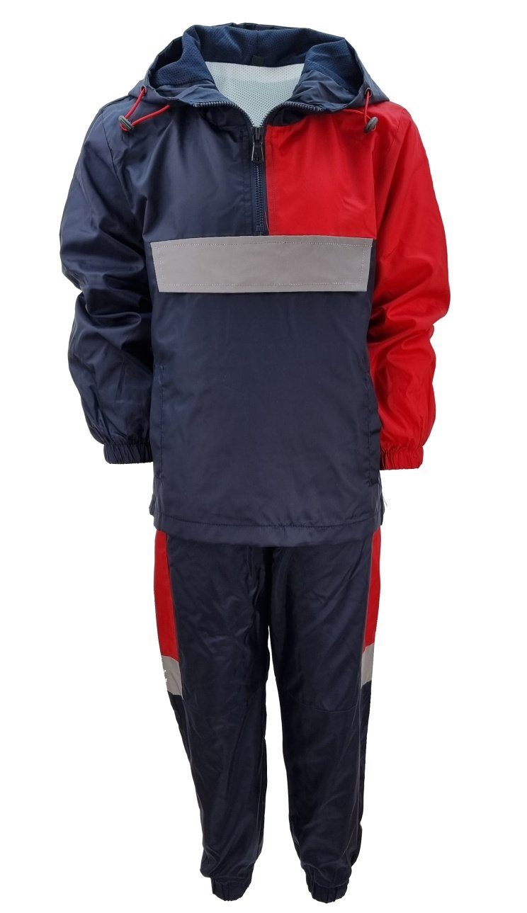 Fashion Boy Regenanzug Kinder Matschanzug Windjacke Regenkombination Regenanzug JF669 Blau/Rot