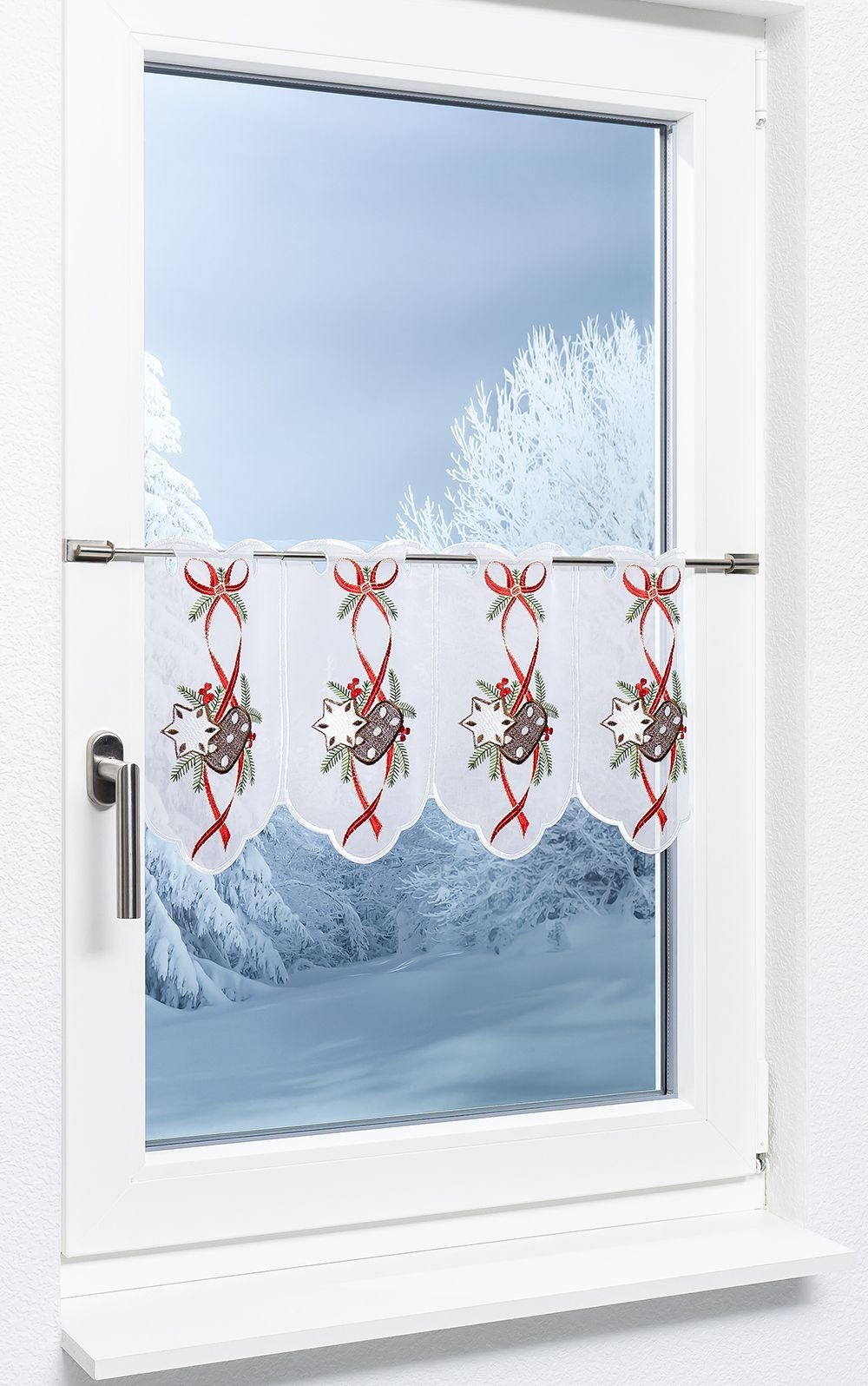 Plauener Spitze® Scheibengardine Lebkuchen (1 St), transparent, HxB 30x48.6 günstig online kaufen