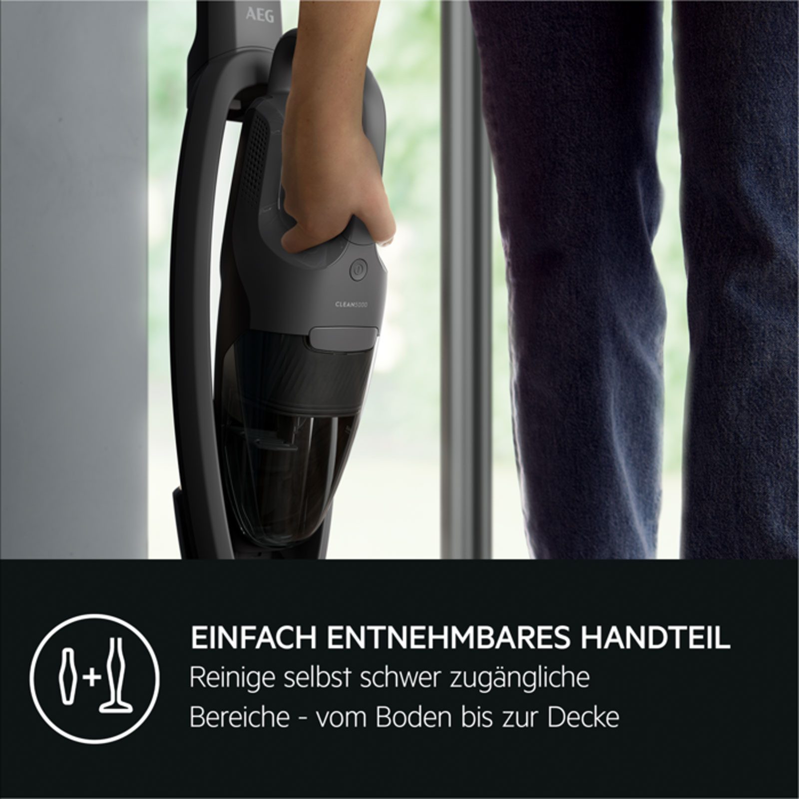 AEG Bodenstaubsauger AS52CB18DG, beutellos mit Stiel, lange Laufzeit