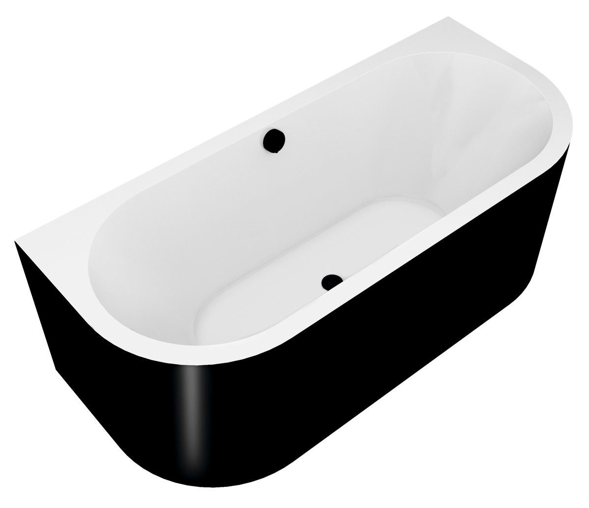 Polysan s.r.o. Rundwanne VIVA D MONOLITH wandstehende Badewanne 170x75x60cm, weiß/schwarz, Polysan-89119MB