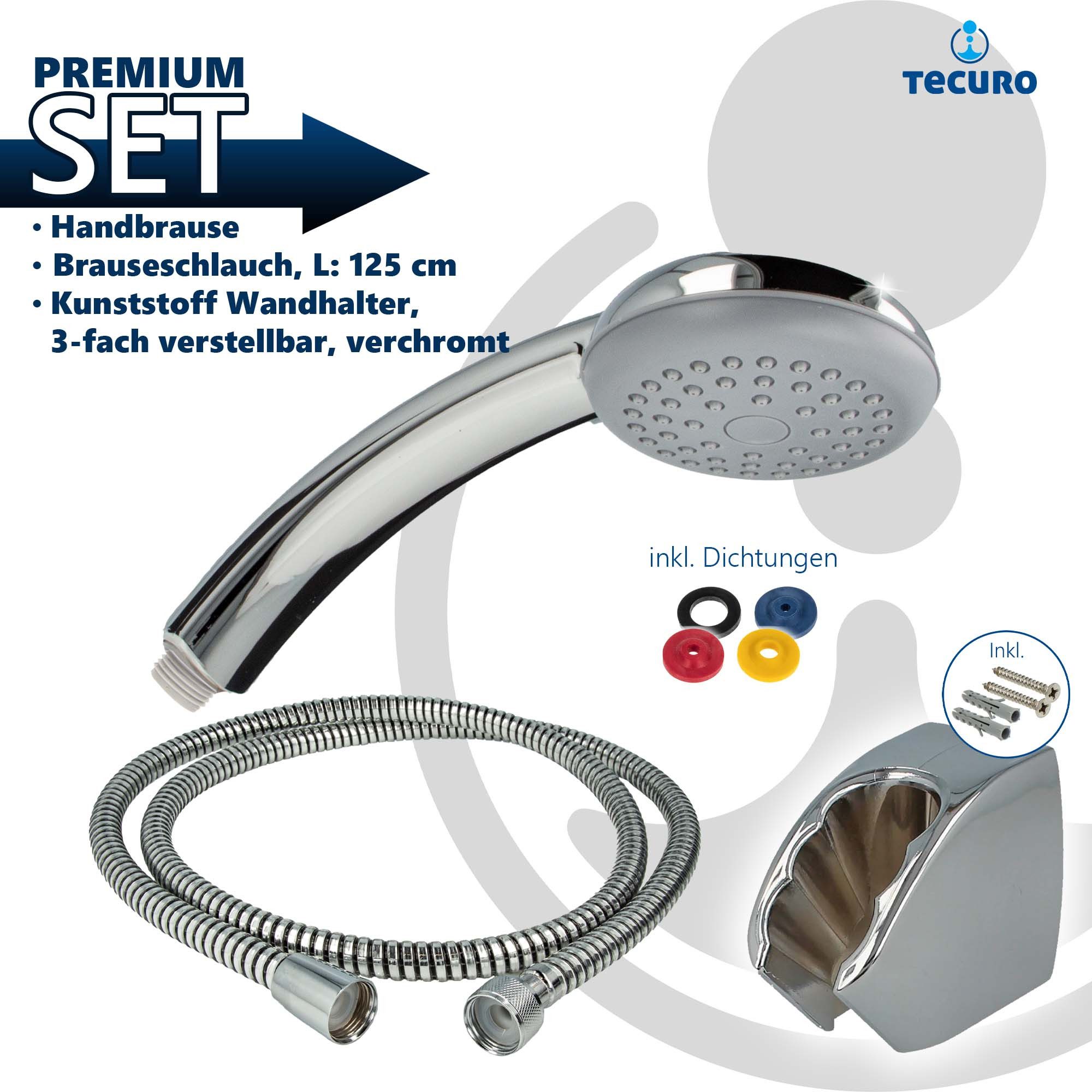 tecuro Brausegarnitur Wannenset ew-easy-90 - mit Handbrause 1-strahlig, Brauseschlauch