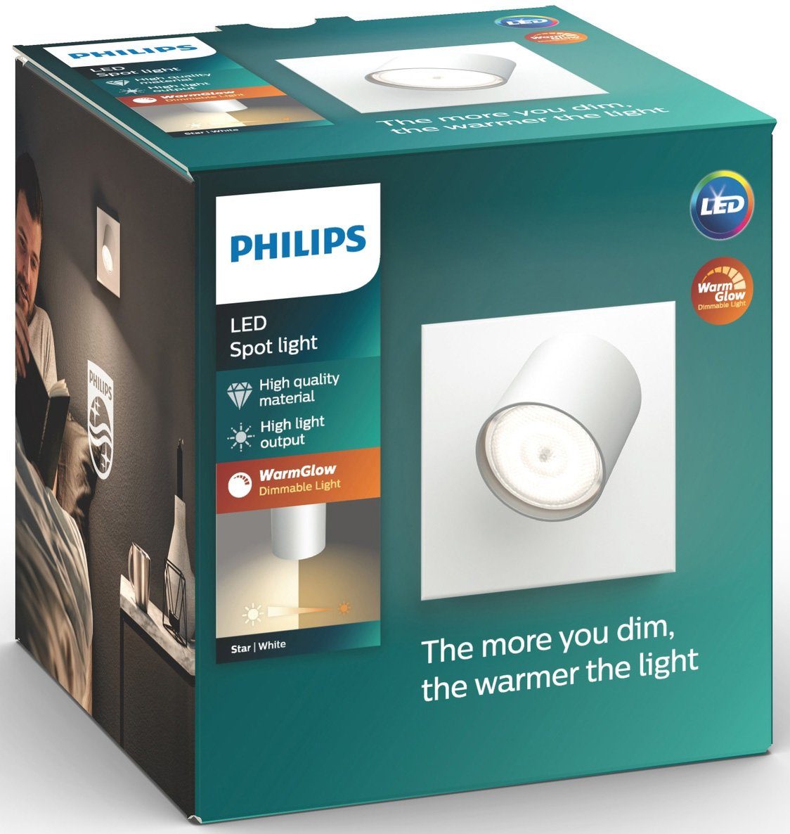 Philips Deckenspot integriert, LED 1flg. WarmGlowDimmen Weiß LED 500lm Warmweiß, Spot Star, fest