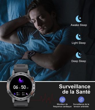 Lige Smartwatch (1,39 Zoll, Android iOS), Herren mit Telefonfunktion AMOLED-Bildschirm Fitnessuhr mit Blutdruck