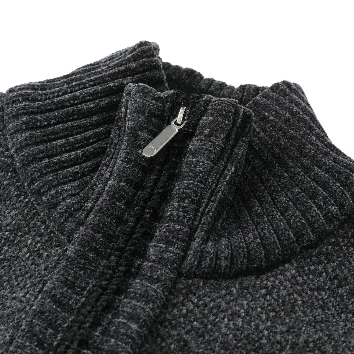 Allthemen Strickjacke mit Stehkragen Cardigan Uni Grobstrick Pullover – Bild 3 von 5