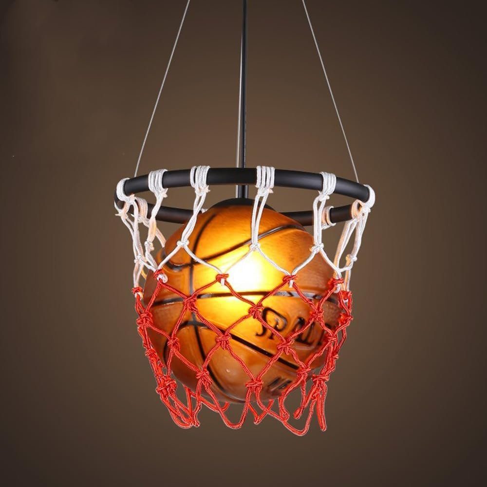 DOPWii Hängeleuchte Lichtquelle,E27,Φ32*H58cm Basketball-Hängelampe,Ohne Kreative