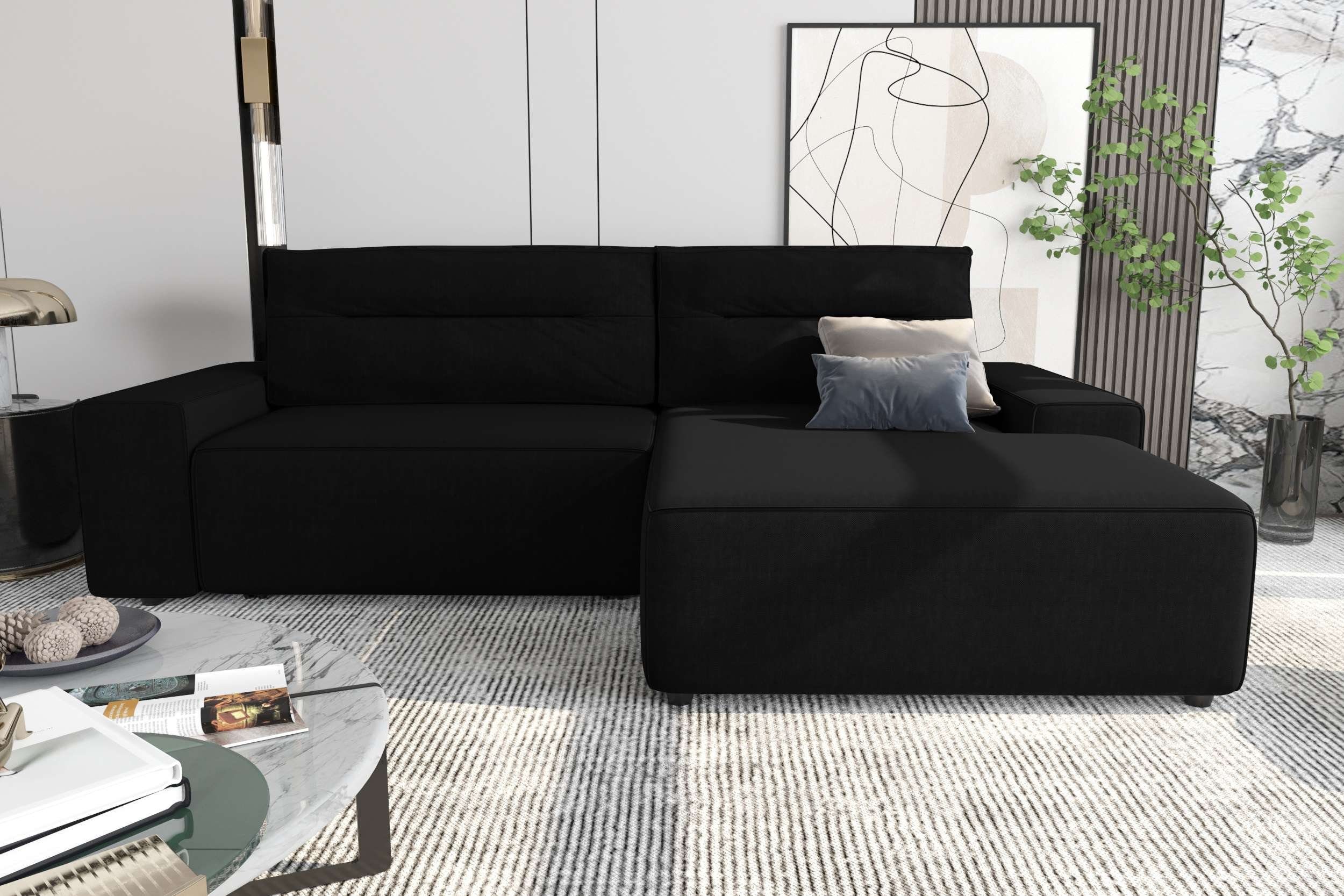 rechts und Eckcouch, Stylefy Design L-Form, Modern Bettkasten, mit wahlweise Ecksofa Bettfunktion bestellbar, oder Emanuel, mane links