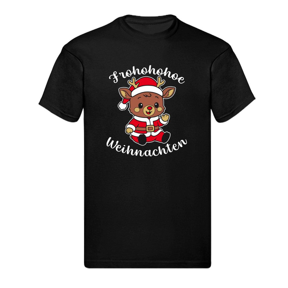 T-Shirt Frohohohoe Weihnachten – Rentier in Nikolauskostüm