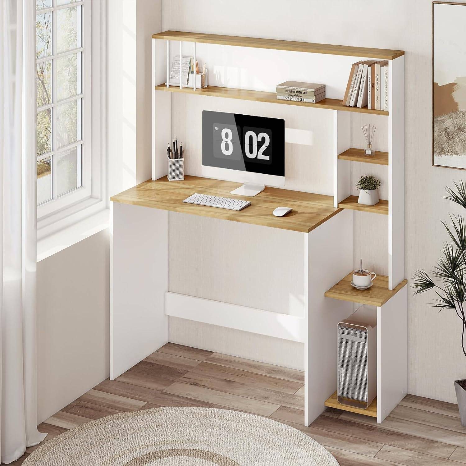 EUGAD Schreibtisch (1-St), Computertisch, 5-stufiges Bücherregal, günstig online kaufen