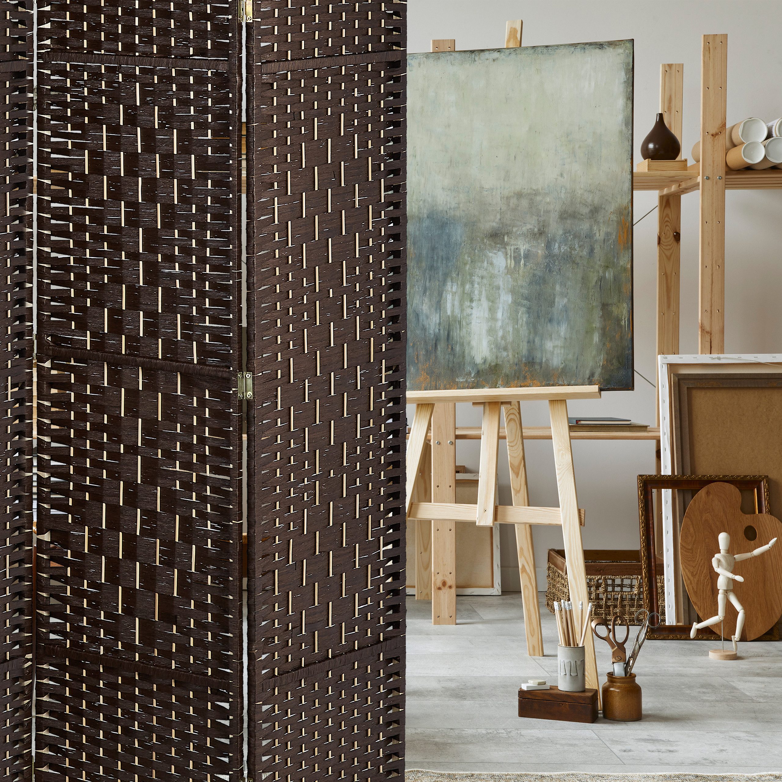 relaxdays Paravent Raumteiler 6 teilig, braun