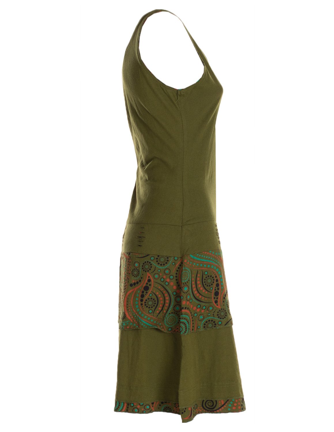 Vishes Sommerkleid Damen Trägerkleid Jersey Ethno-Print Cutwork Alternative Mode, Boho, Hippie, Ethno, Festival