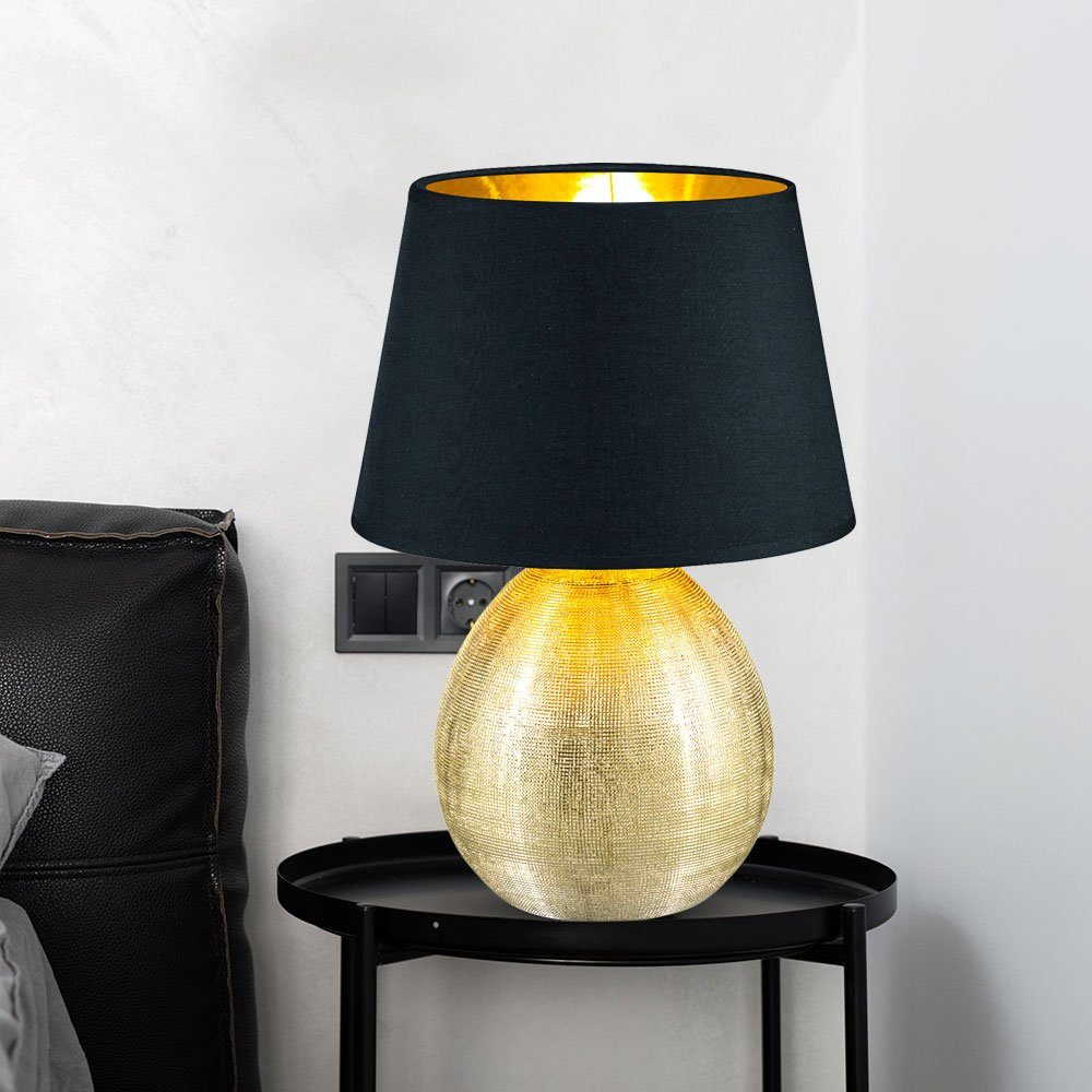 etc-shop Tischleuchte, Nachttischleuchte Wohnzimmer Keramik Tischlampe schwarz Leuchtmittel inklusive, nicht