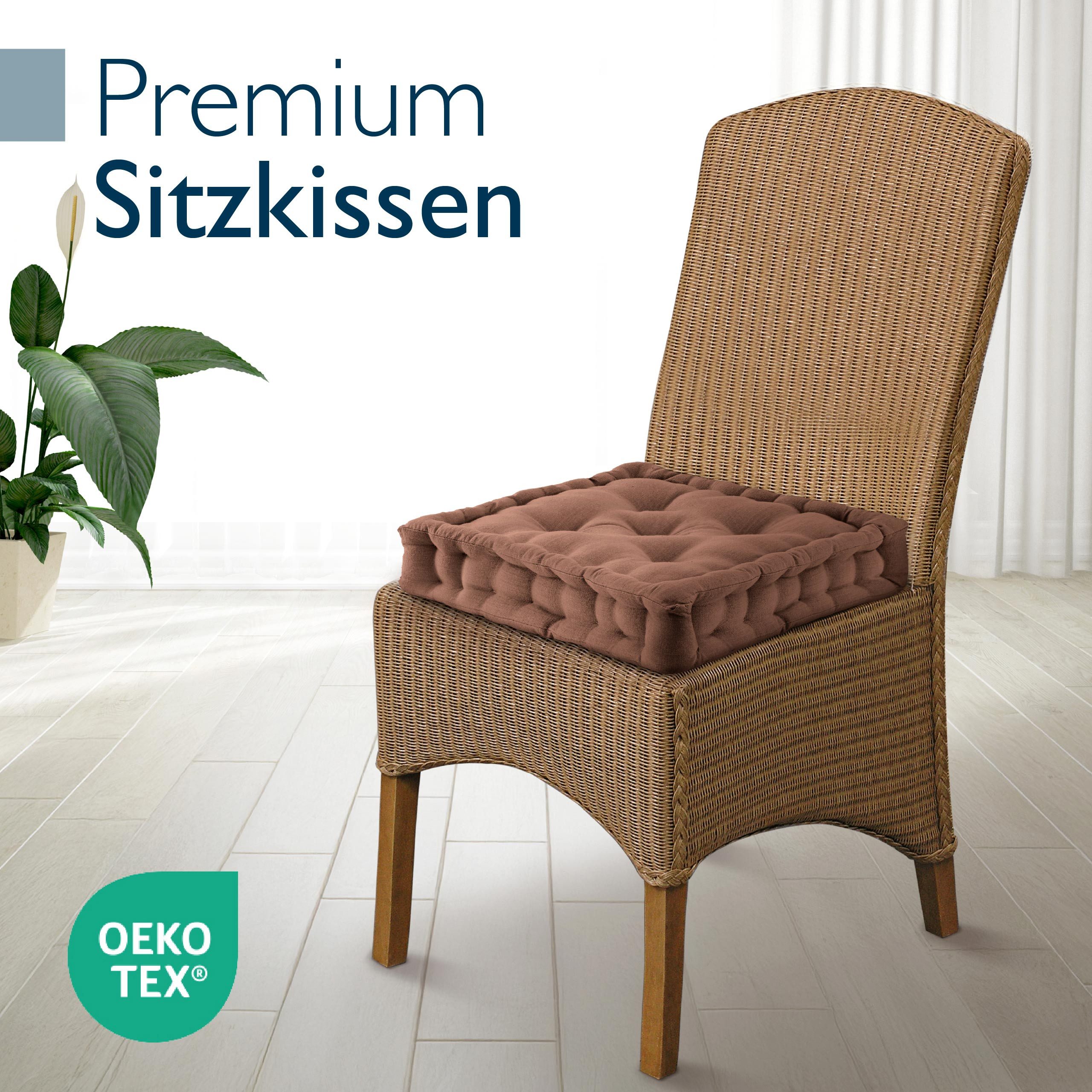 Beautissu Stuhlkissen 4er Set Bodenkissen Sitzkissen Mila, 40x40cm, Braun, günstig online kaufen