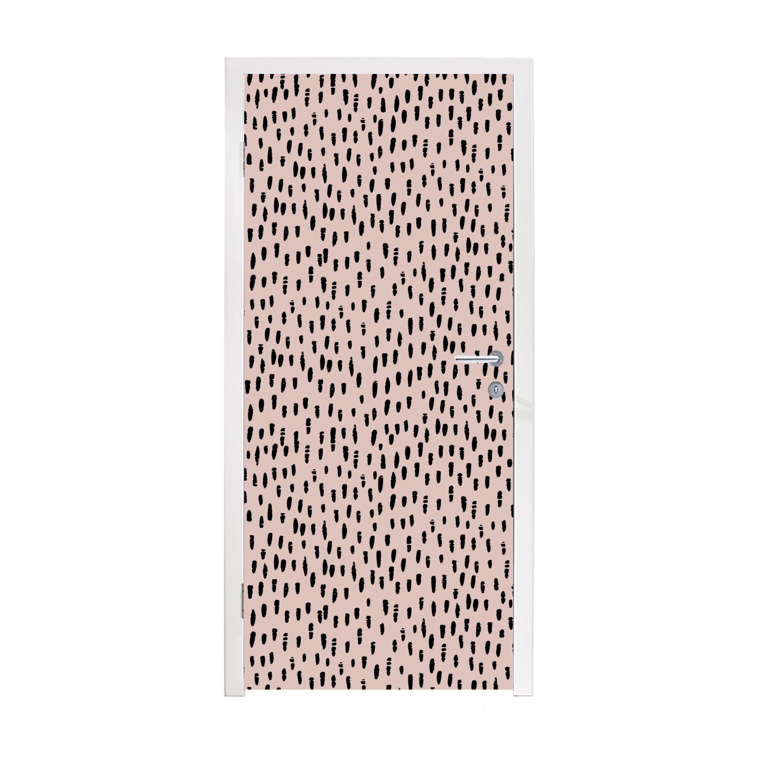 MuchoWow Türtapete Polka dots - Rosa - Schwarz, Matt, bedruckt, (1 St), Fototapete für Tür, Türaufkleber, 75x205 cm