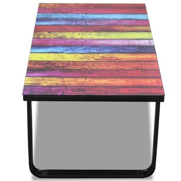 tinkaro Couchtisch HARTRAD Glas/Stahl Wohnzimmertisch Regenbogen-Motiv