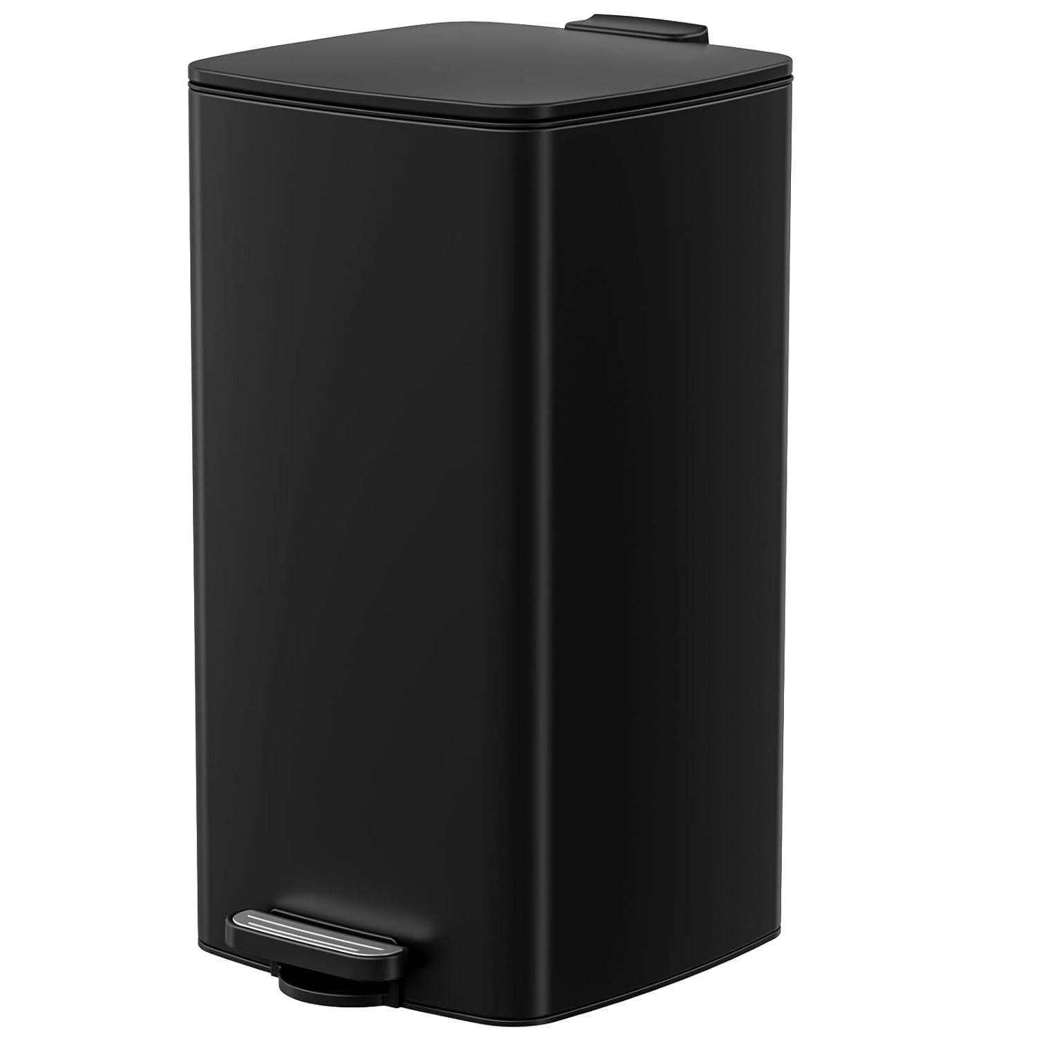 TLGREEN Mülleimer 30L aus Stahl,rechteckiger Abfalleimer mit Soft-Close-Deckel, Pedal und Inneneimer für Küche, Wohnbereich und Büro