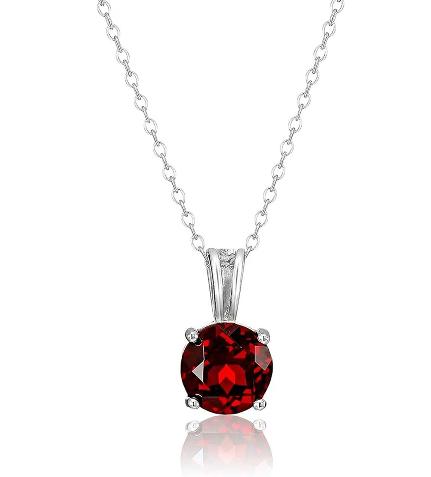 Jumpeak Kette mit Anhänger 2.5ct Rubin-Halskette, 14K Weißgold, im Labor gezüchtete Diamanten., Geschenkideen für Damen,Überraschungsgeschenke,Geschenke für Töchter