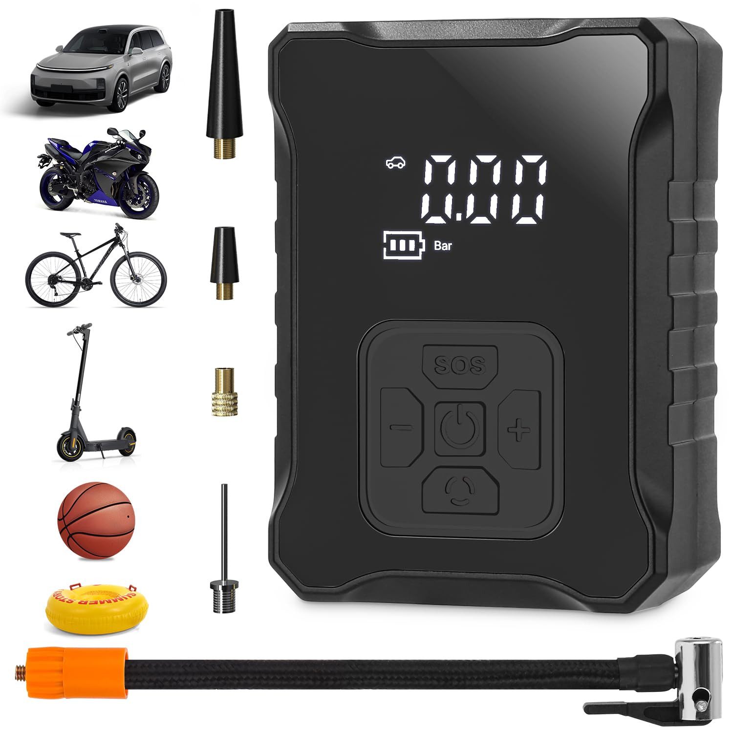 Akku-Luftpumpe Elektrische Tragbarer Luftpumpe 150PSI Akku 3600mAh, 