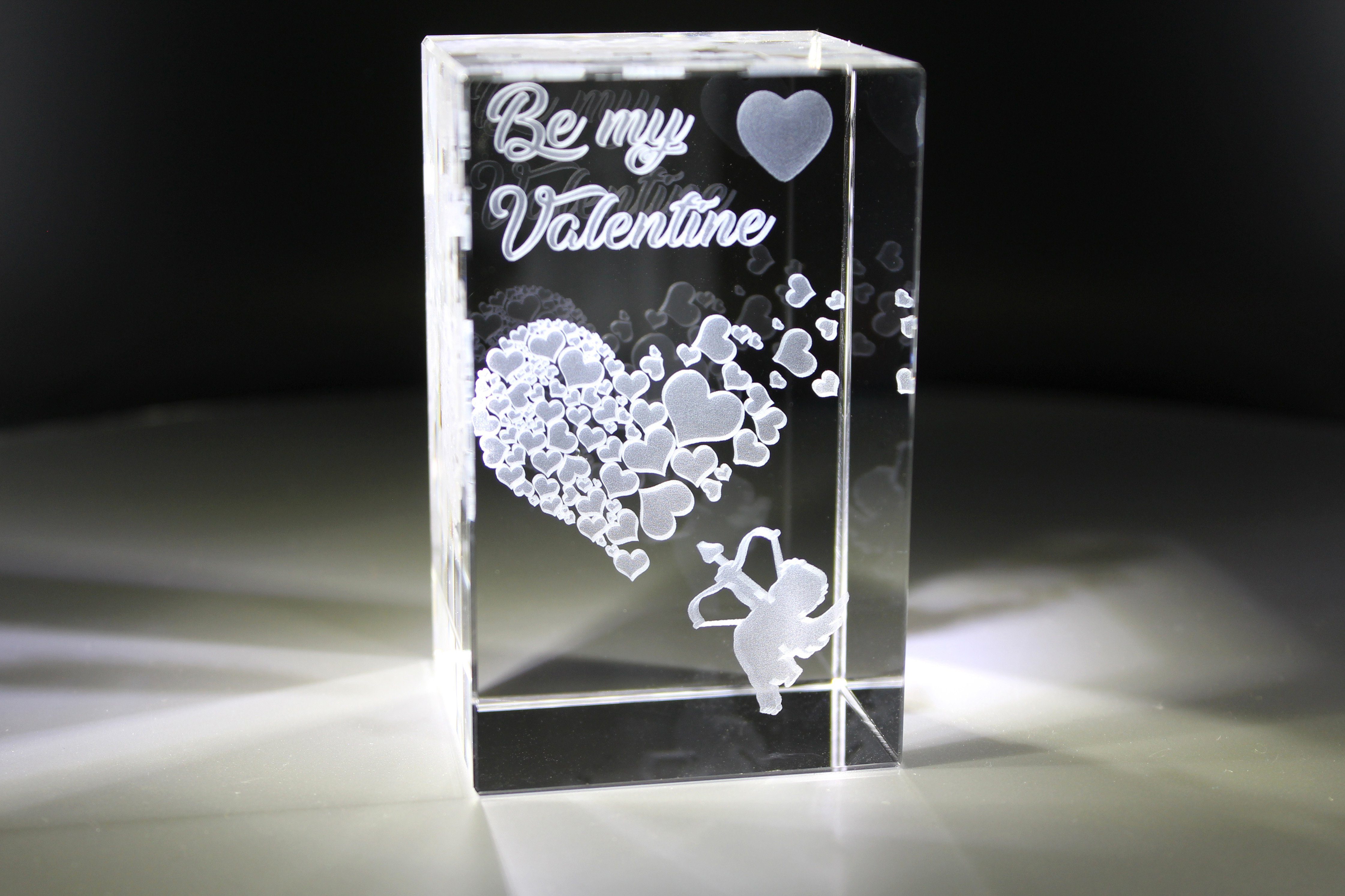 VIP-LASER Dekofigur 3D Glasquader Familienbetrieb my Valentine Valen, Geschenk Be I in Motiv: Made Ideale Hochwertige das Germany, Geschenkbox, zum