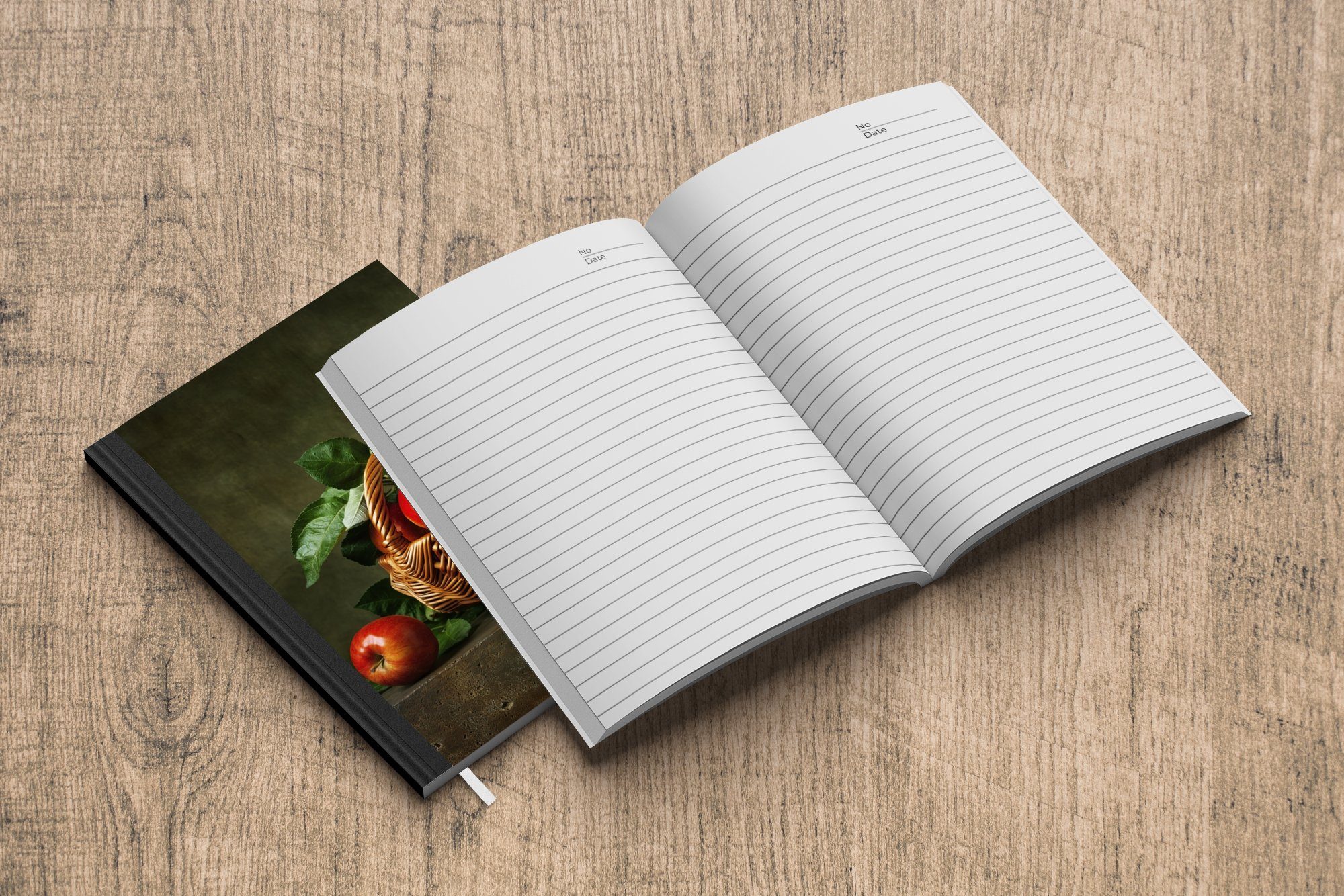 Haushaltsbuch Notizbuch - MuchoWow Merkzettel, - Notizheft, - Rustikal Rot 98 - Tagebuch, Apfel - Korb Stilleben, A5, Seiten, Journal, Obst