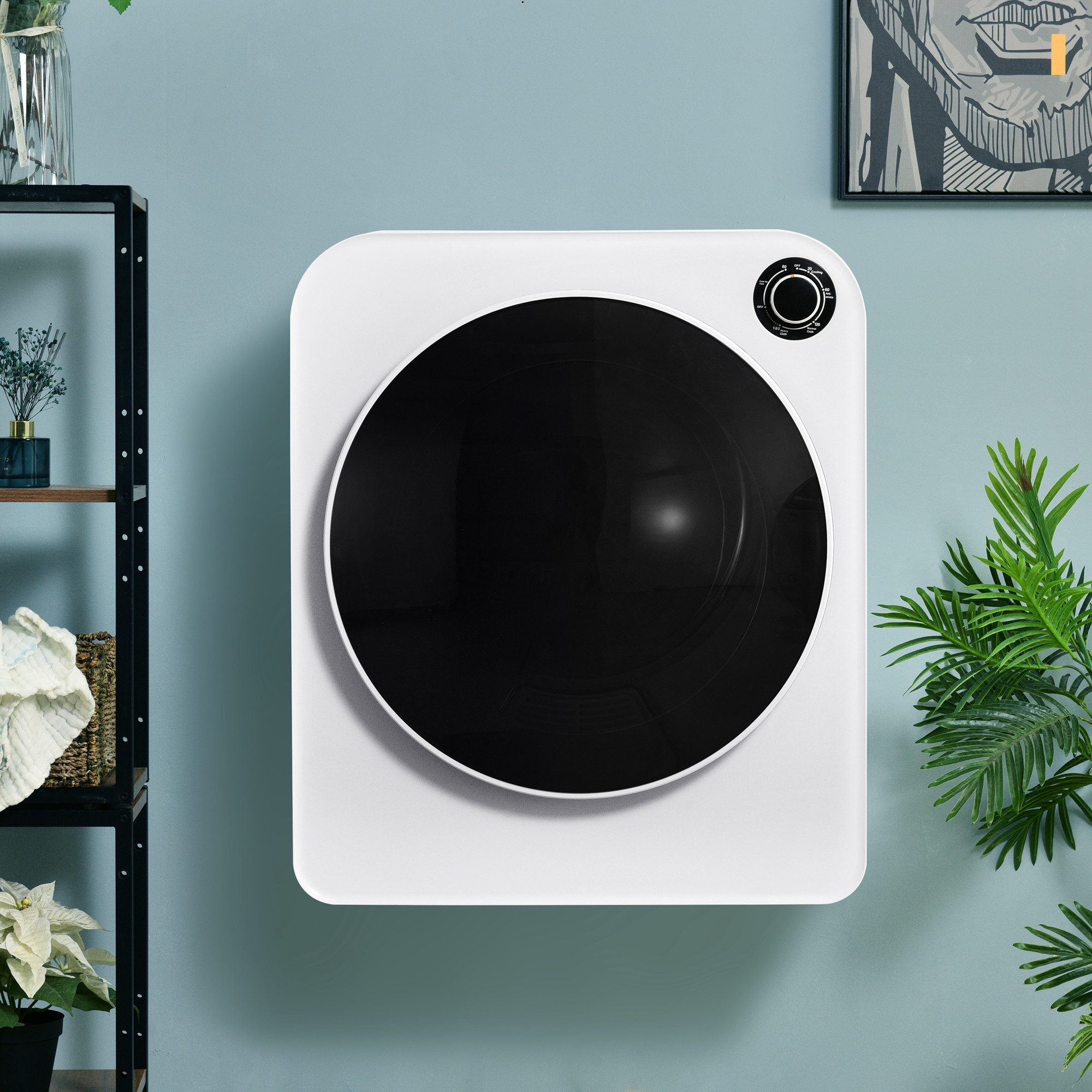 WHEELYOU Ablufttrockner Ablufttrockner 3 kg, 830 W, Edelstahl, 5 Programme, Wandmontierbar, Kompakter Wäschetrockner mit Dreifachfilter und Überhitzungsschutz