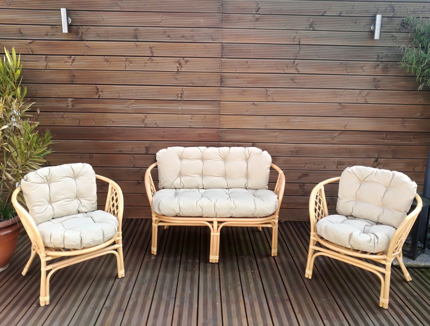 6 Auflagekissen Home Set Kissen Gartenbankauflage Rattangarnitur für Mayaadi Beige tlg.