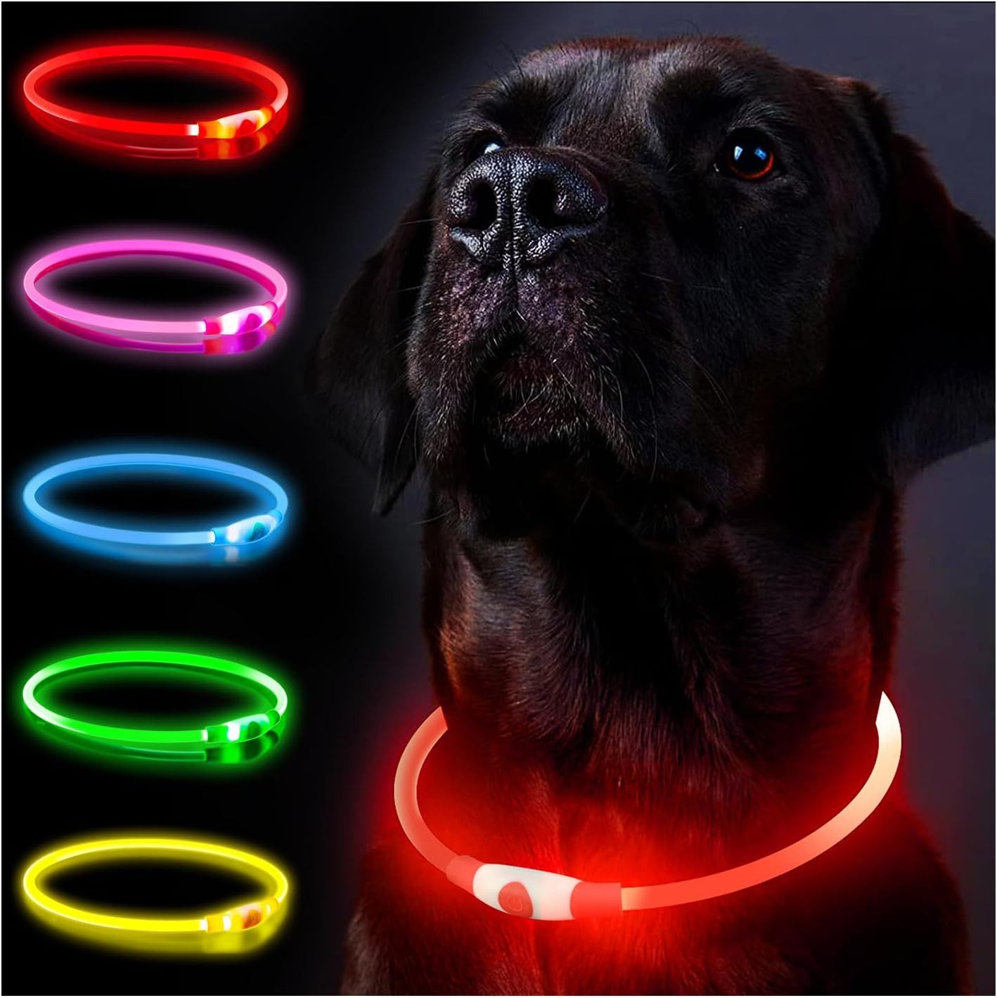 FELIXLEO Hundehalsbandleuchte Hundehalsbandanhänger Rot, weiß