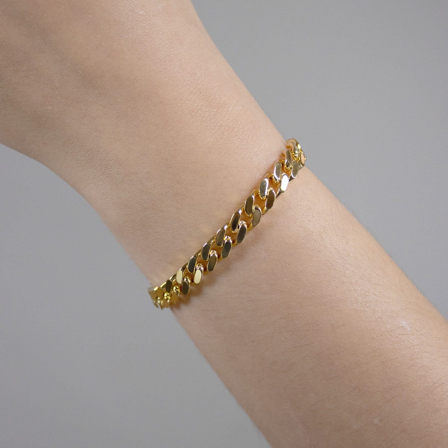 HOPLO Goldarmband Goldkette Panzerkette Armkette - Breite 4,0 mm 19 cm 585-14 Karat Gold, Made in Germany
