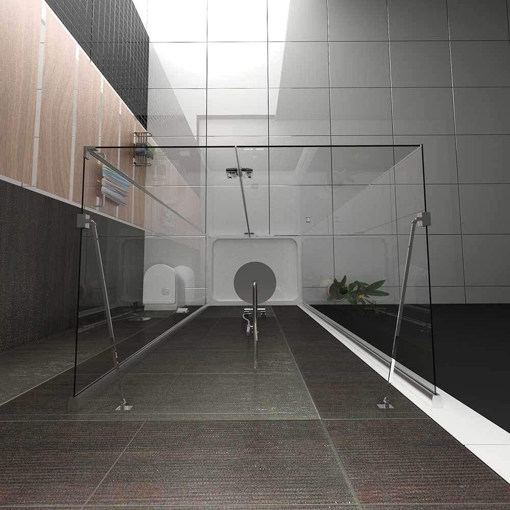 Alpenberger Eckdusche U-Form Duschkabine - Komplettdusche 3 Seitig Duschabtrennung, BxT: 120x80 cm, ESG Sicherheitsglas, Duschglas mit Antikalk Nano Beschichtung