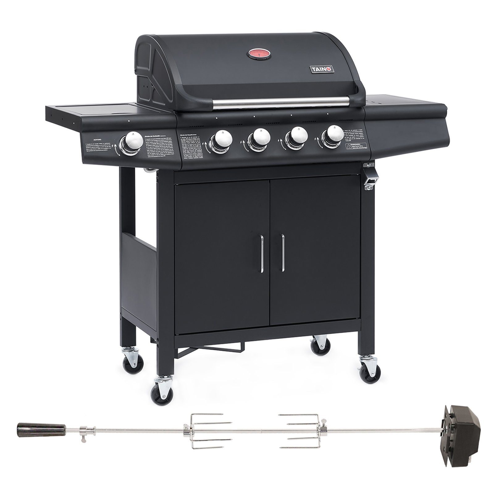 TAINO Gasgrill »TAINO RED 4+1 Gasgrill Set mit Drehspieß«, Set, 1x Gasgrill,  1x Drehspieß, Gesamtmaße: ca. 135 x 114 x 54 cm (BxHxT) online kaufen | OTTO