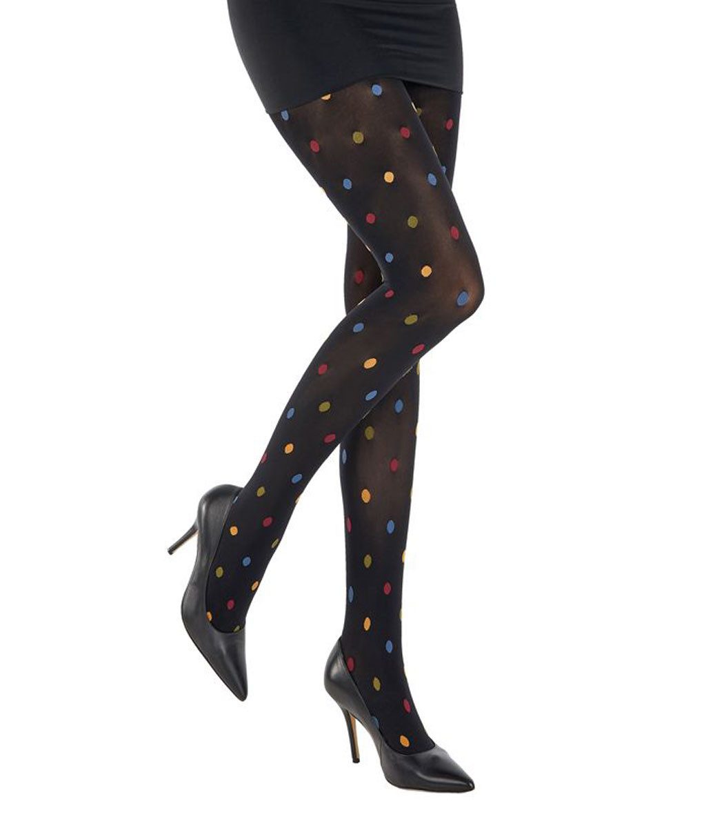Sympatico Feinstrumpfhose mit bunten Punkten DOTTY 80 DEN (1 St. 1er-Pack) Blickdicht, matt