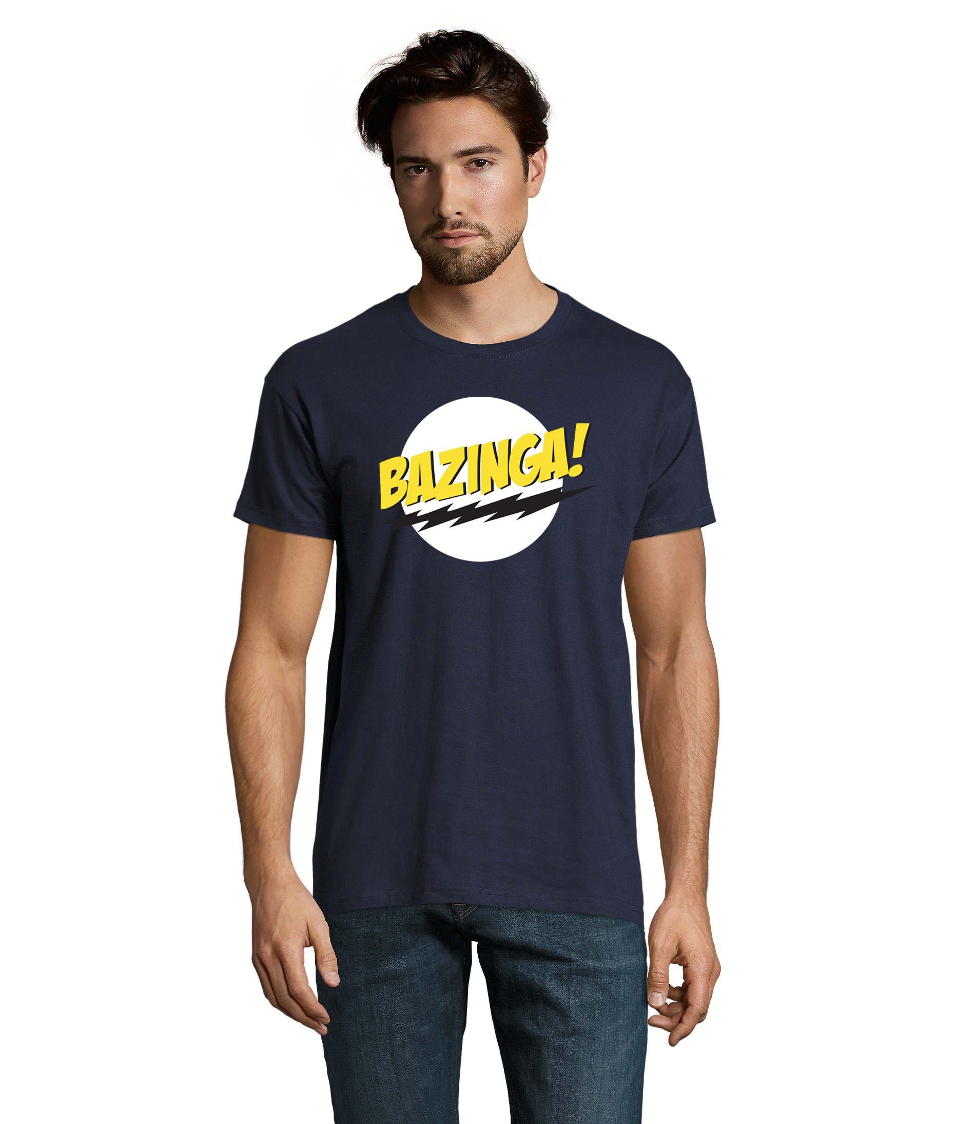 Blondie & Brownie T-Shirt Herren Bazinga Logo Sheldon Big Bang Theorie Navyblau
