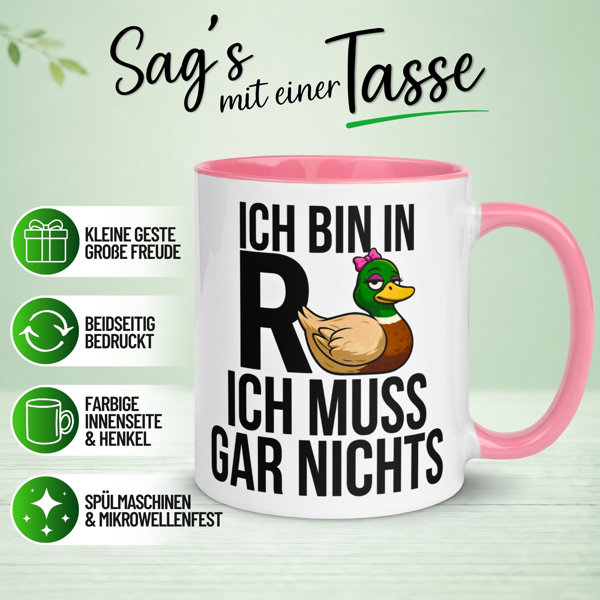 Momentals Tasse Ich bin in Rente ich muss gar nichts – Renteneintritt Geschenk Frau, Gratis Versand · Links-&Rechtshänder · Spülmaschinenfest