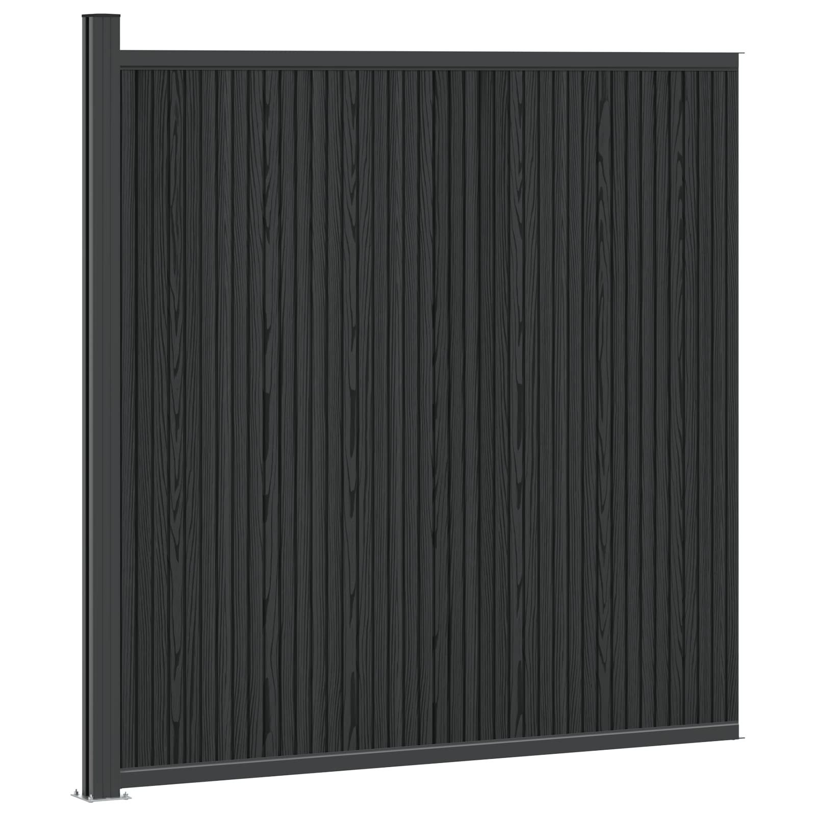 vidaXL Gartenzaun Zaunelement WPC und Aluminium Schwarz, (1-St)