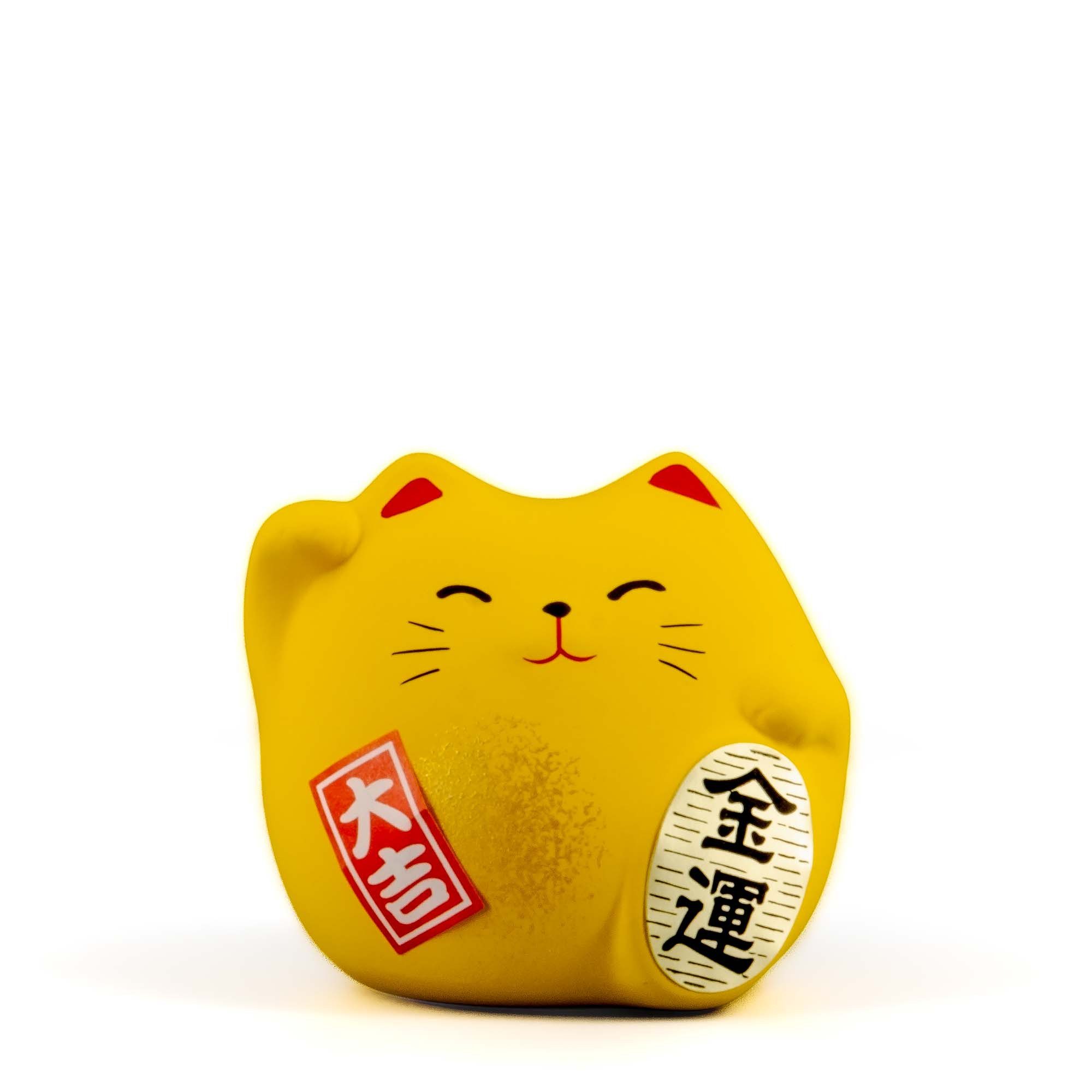 Dekofigur NEKO Katze Omamori Talisman Gelb