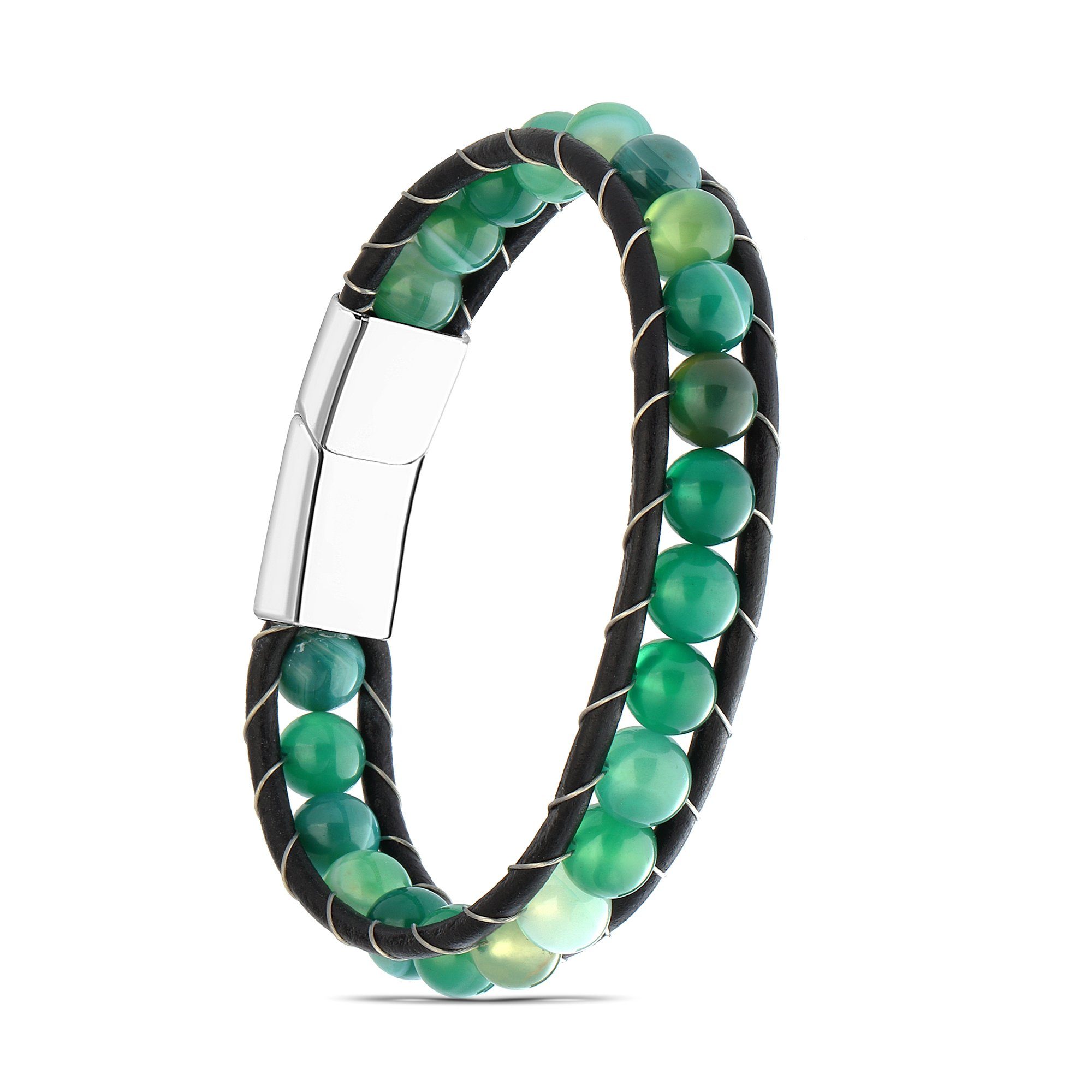 NAHLE Lederarmband Herren Lederarmband Achat Grün Armband (inklusive Schmuc günstig online kaufen