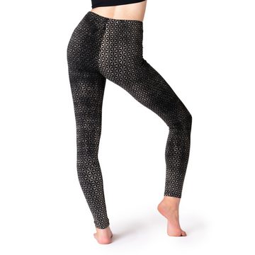 PANASIAM Leggings Unikat Batik Leggings Blume des Lebens handgefertigte lange Leggings aus natürlicher Viskose modern elastisch ideal für Yoga Sport Fitness